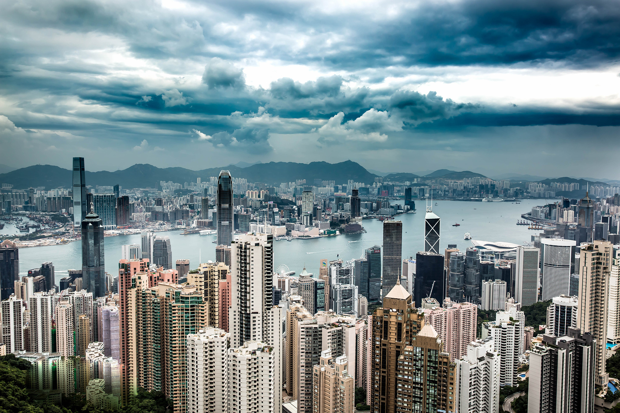 aerial view of the city of hong kong