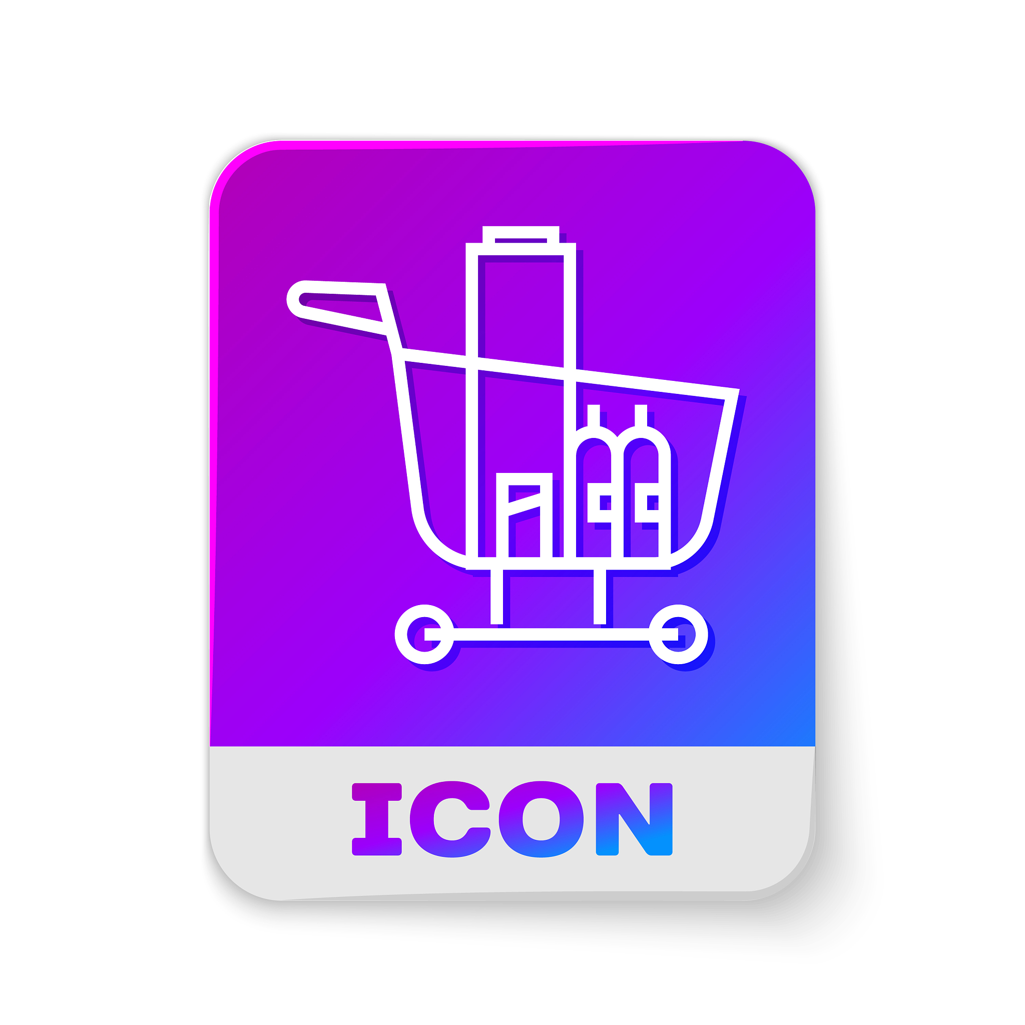 white line shopping cart and food icon isolated on