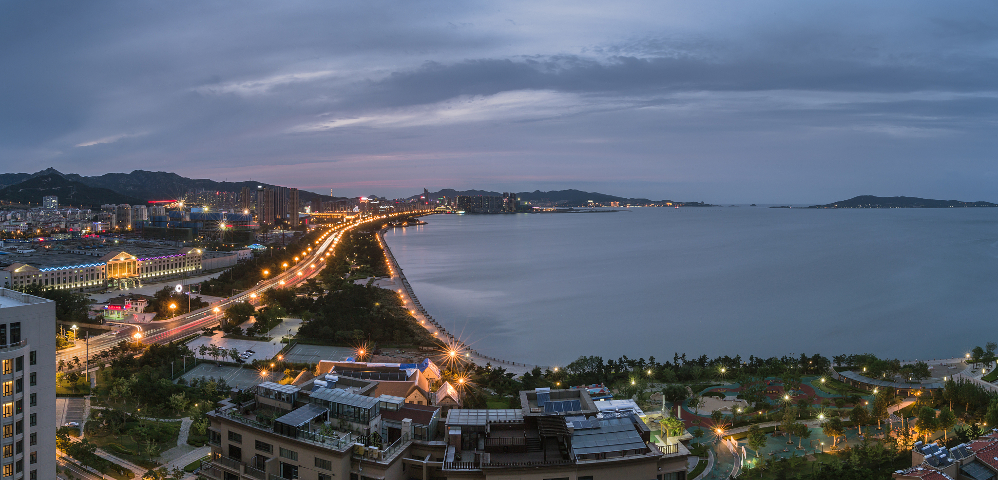 威海市城市风光全景鸟瞰