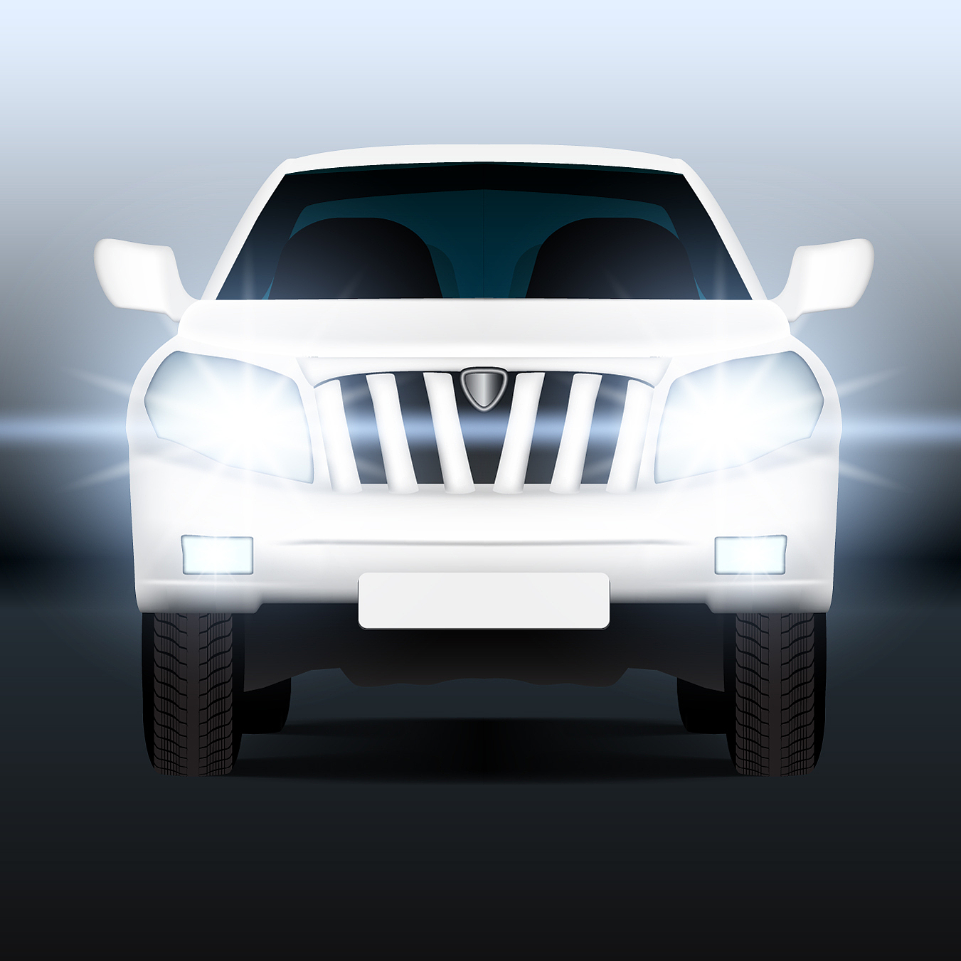 realistic luxury suv car close-up banner template