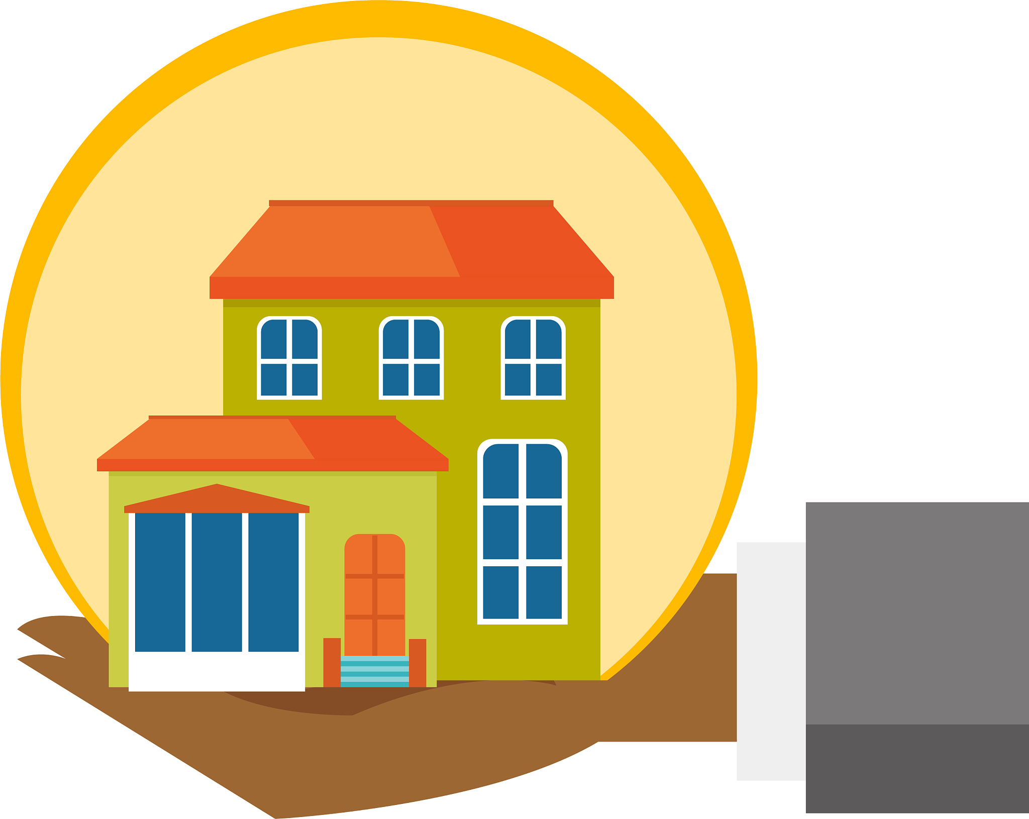 insurance agent hands with the model of house