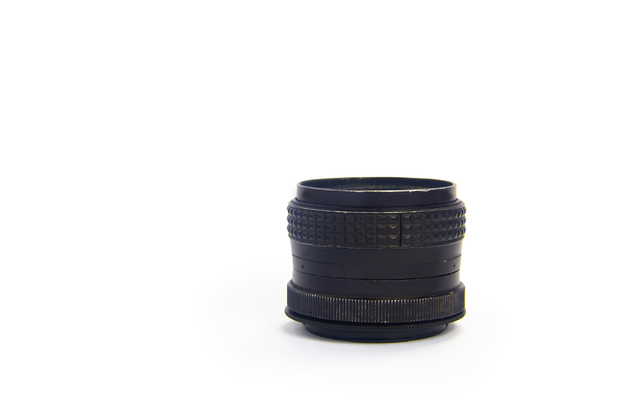 close up ofcamera lens isolated on white background