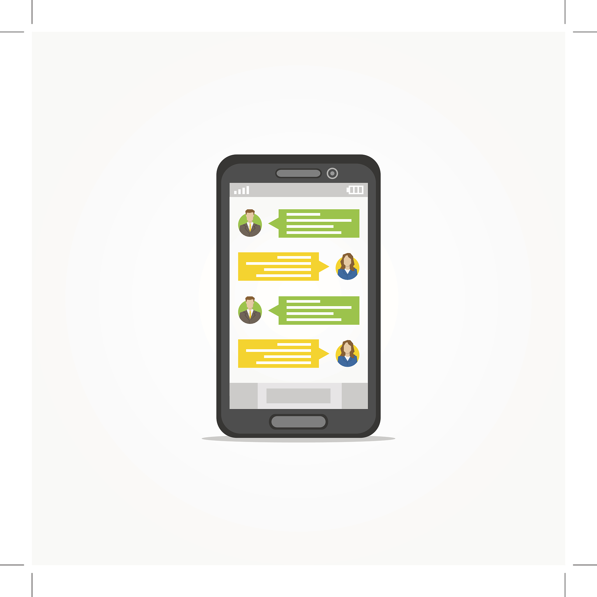 smartphone with messenger application vector illustration