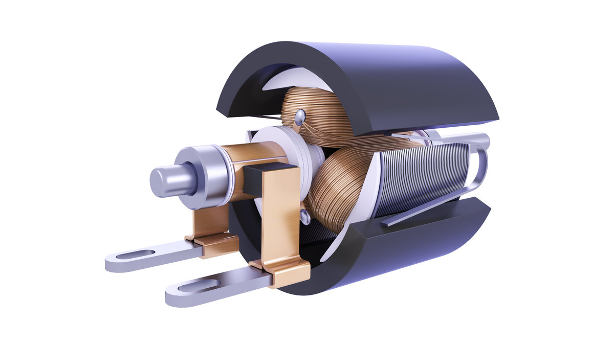 直流电机里边固定有环状永磁体电流通过转子上的线圈产生安培力当转子上的线圈与磁场平行时再继续转受到的磁场方向将改变因此此时转子末端的电刷跟转换片交替接触从而线圈上的电流方向也改变产生的洛伦兹力方向不变所以电机能保持一个方向转动。这句话帮我换个说法