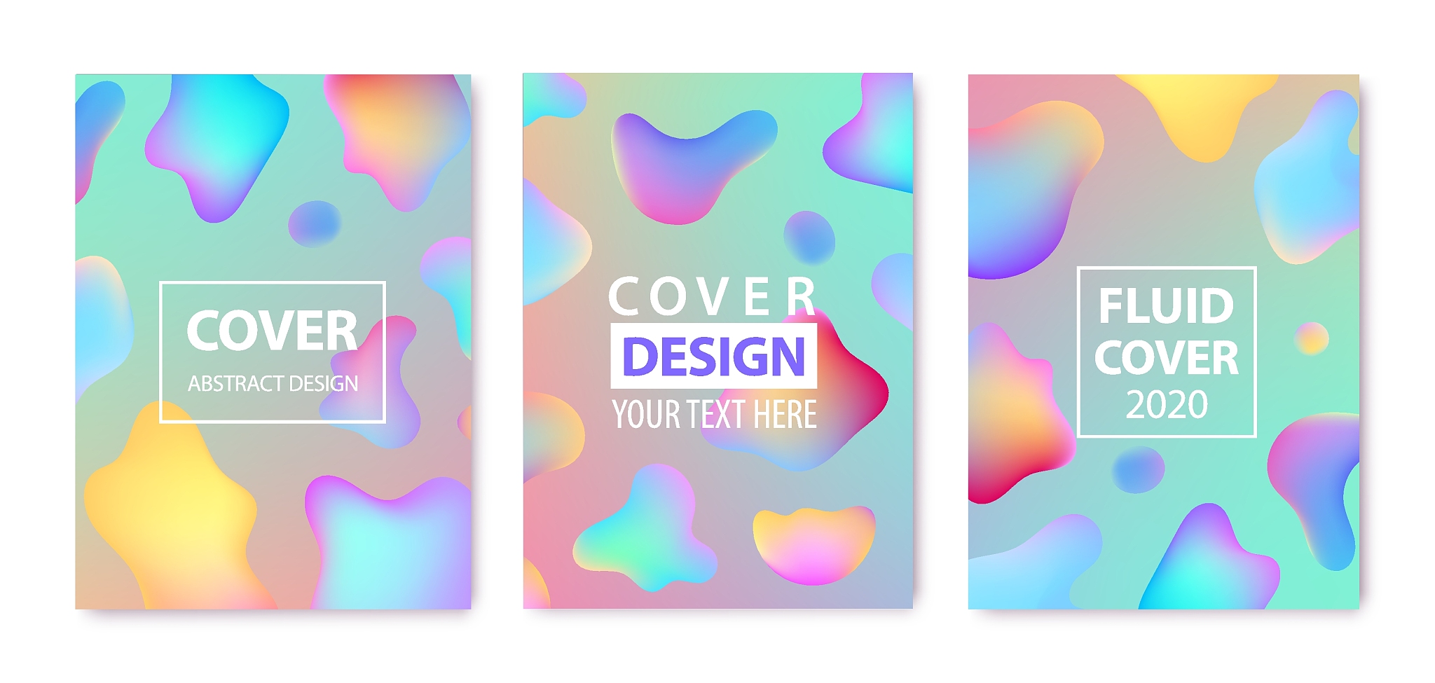 vector set of abstract fluid creative templates, cards, color co