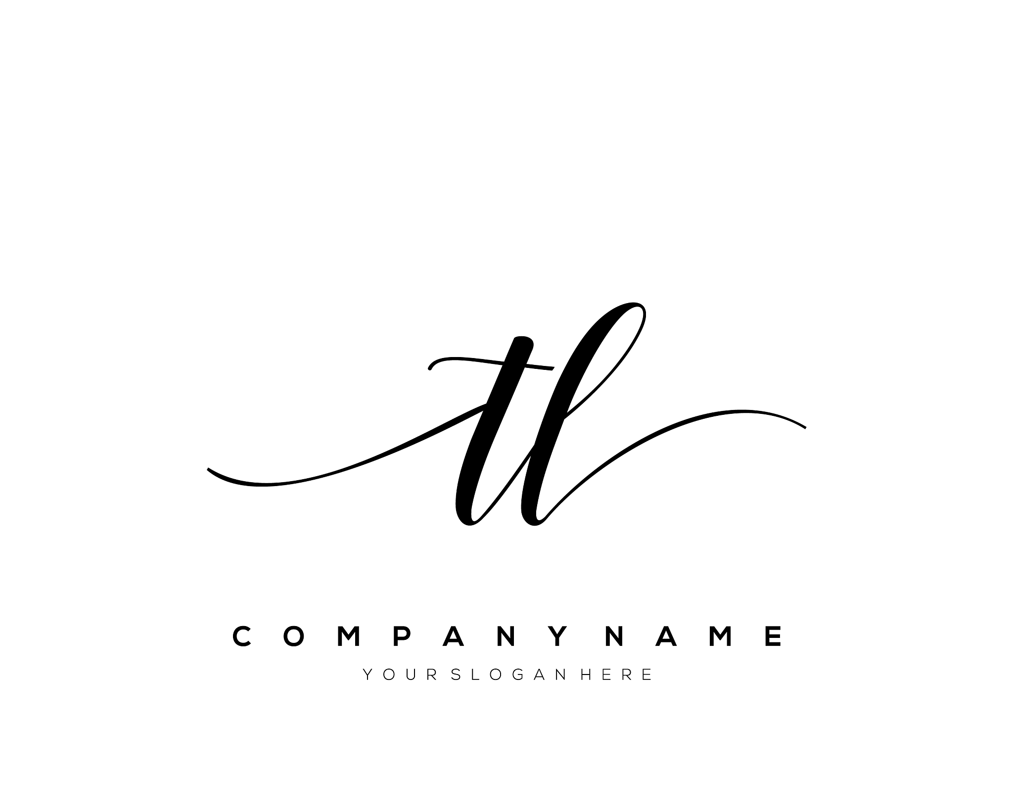 tl initial letter handwriting logo hand drawn