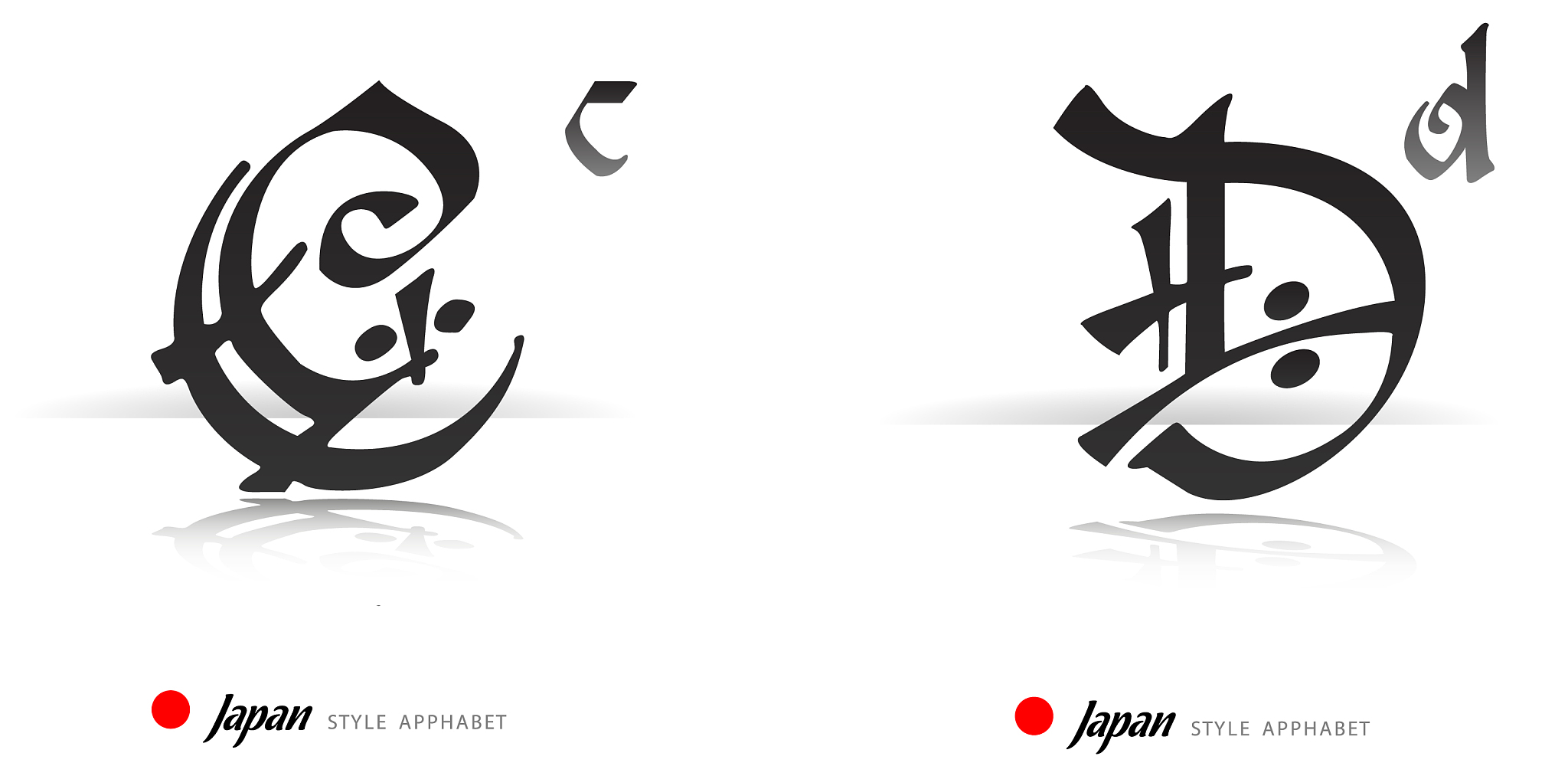english alphabet in japanese style - d