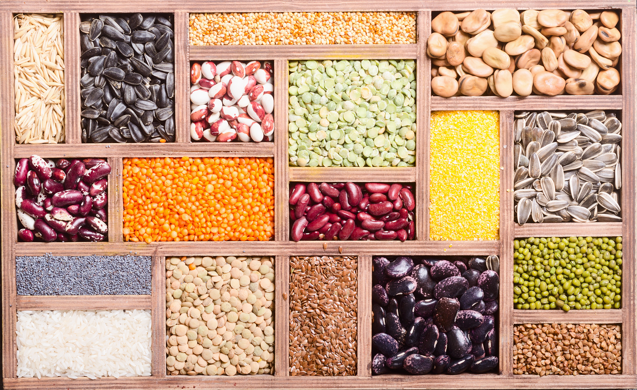 colorful cereals and beans