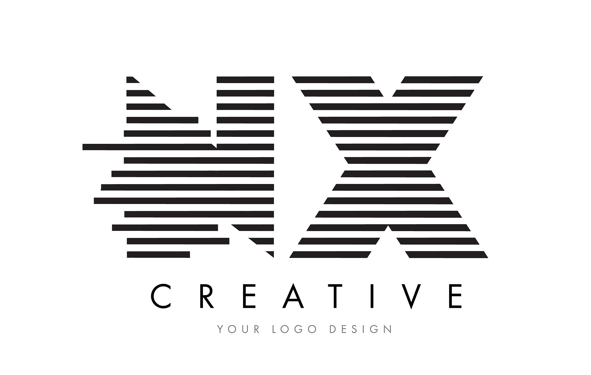 nx n x zebra letter logo design with black and