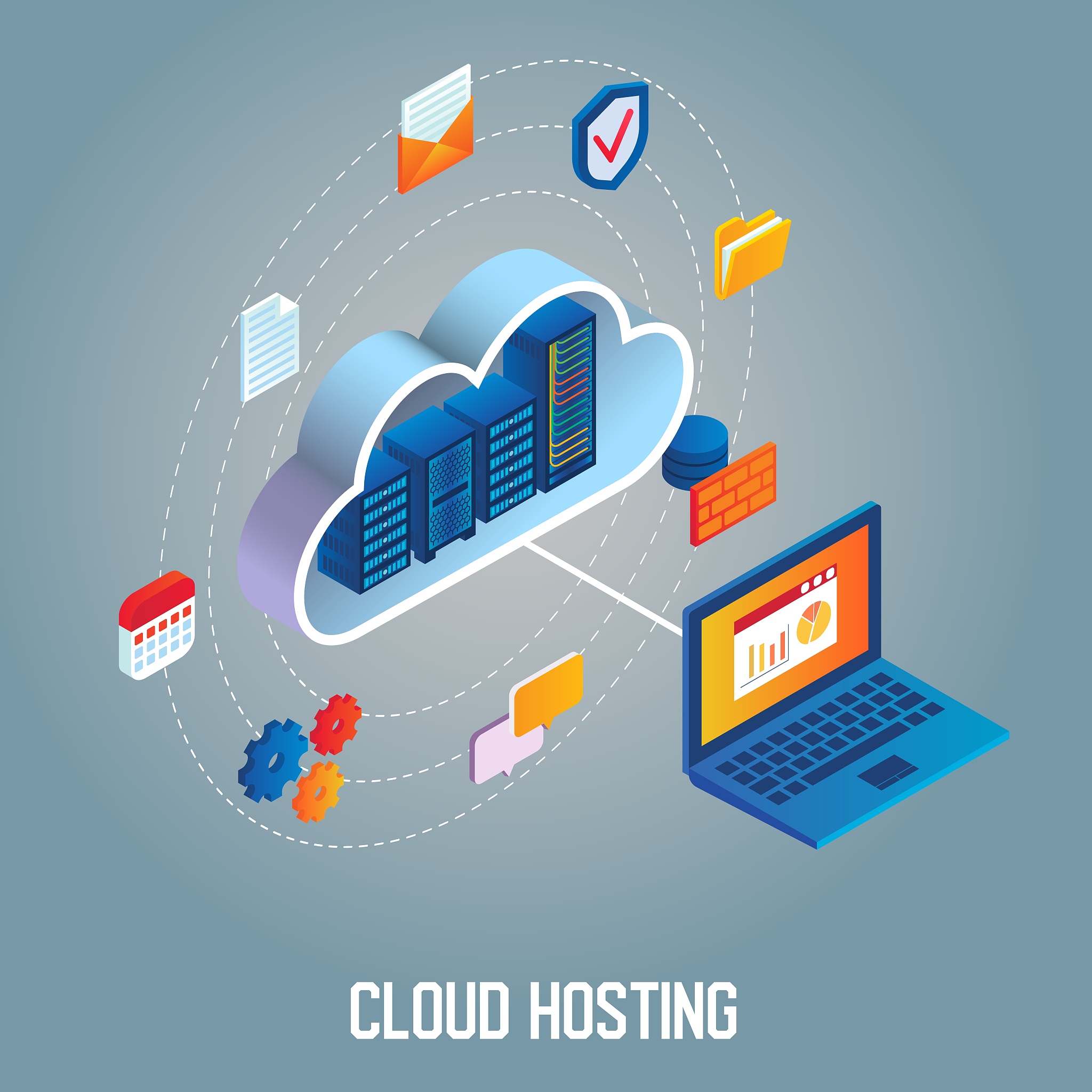 cloud hosting vector isometric illustration