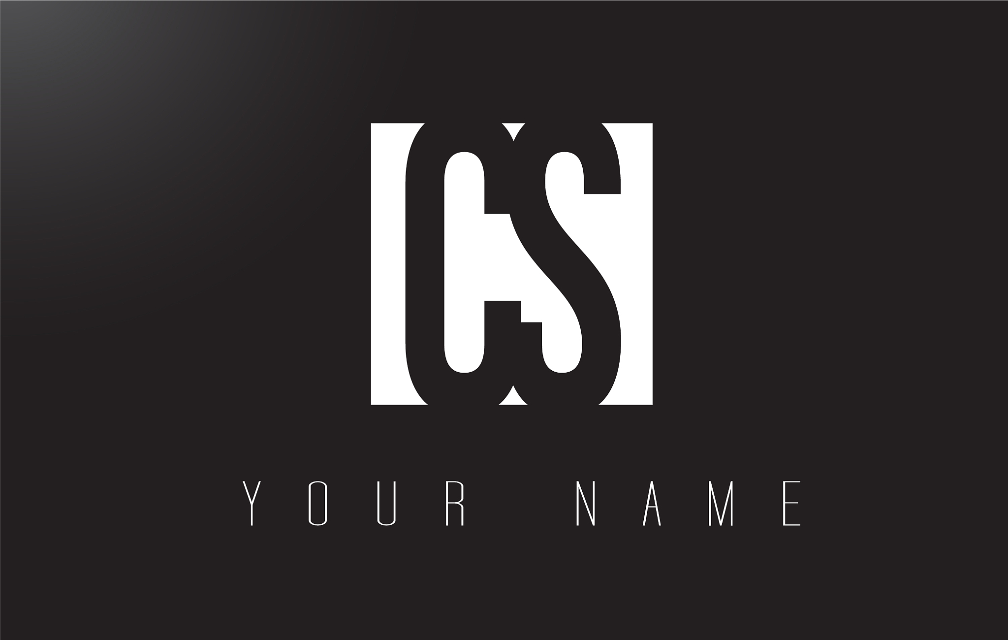 cs letter logo with black and white negative