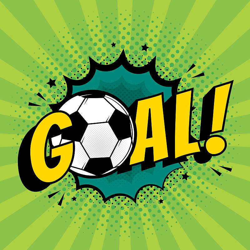 goal football comic style text pop art retro