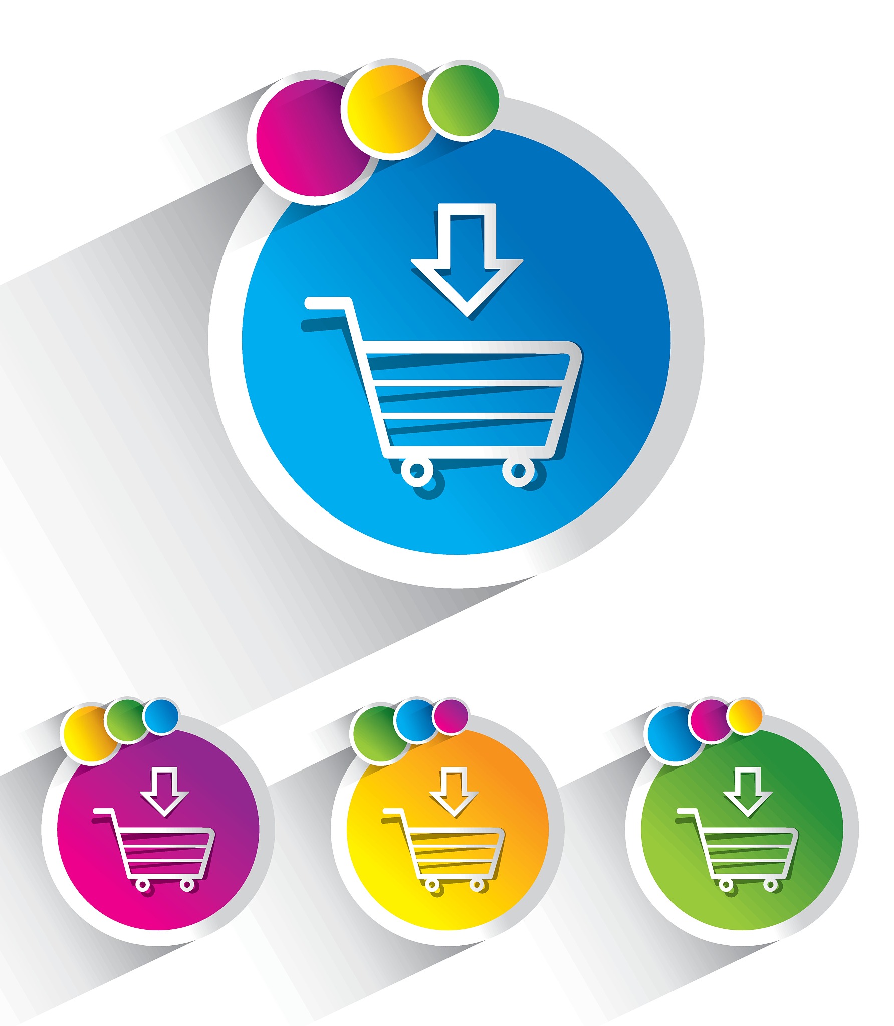 modern shopping cart, trolley icons
