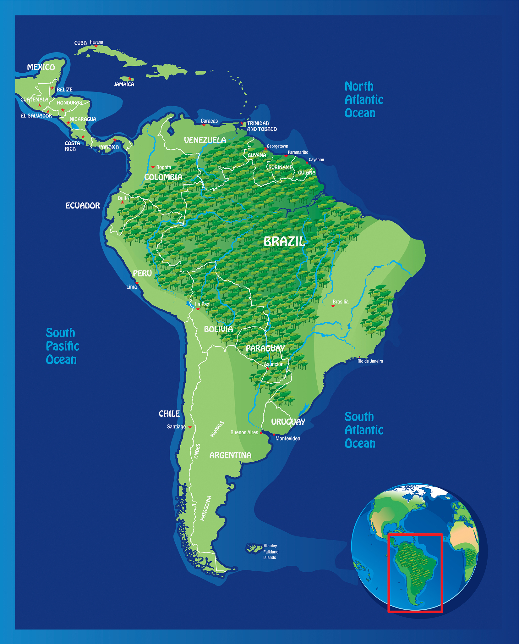 south america map