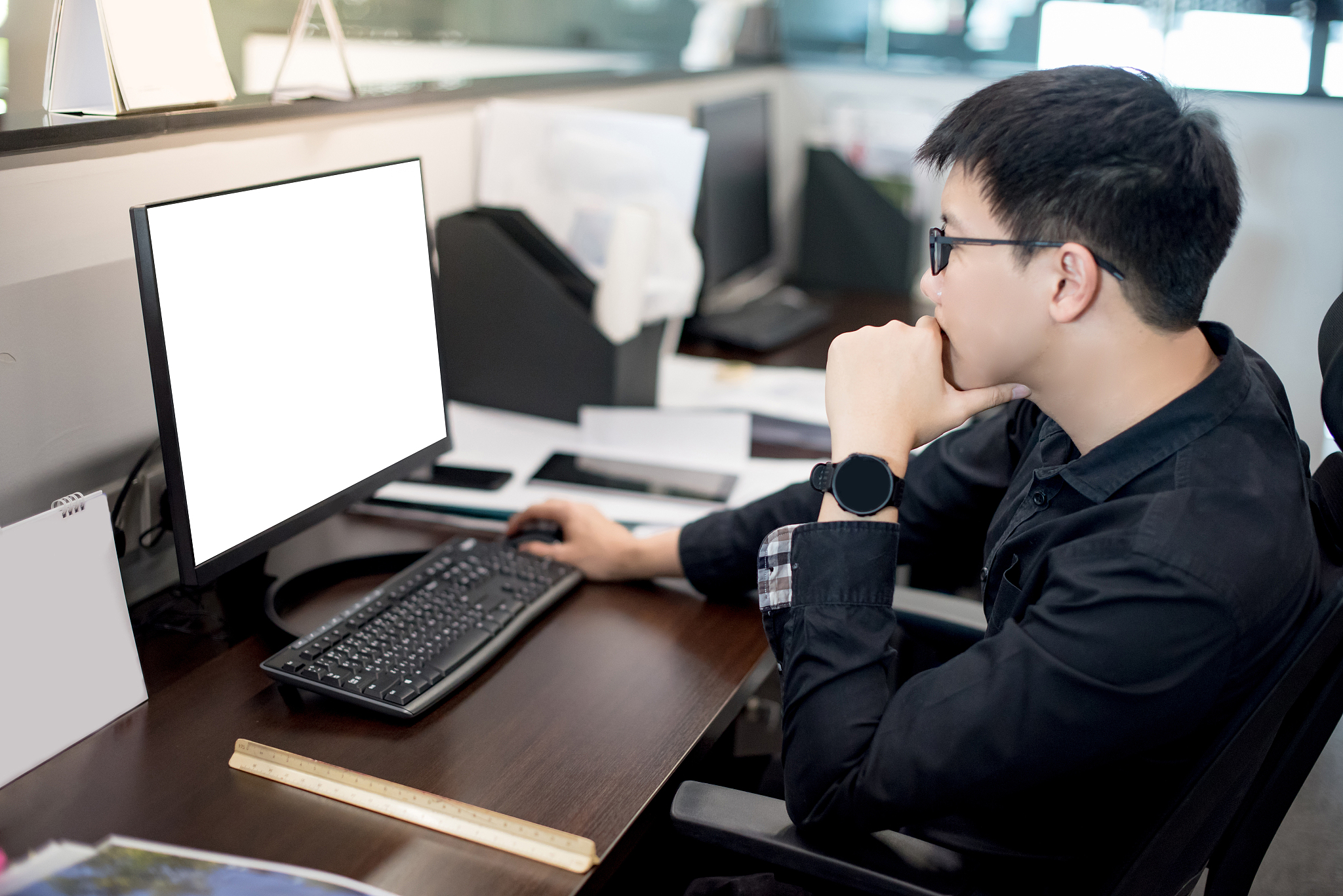 asian businessman working in office