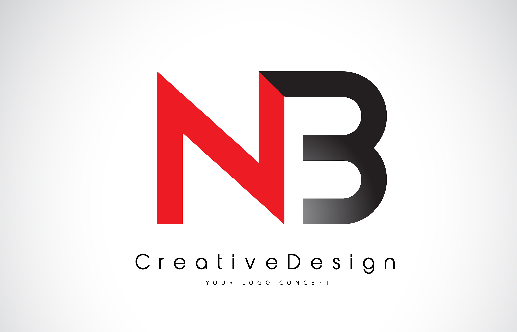 red and black nb n b letter logo design creative