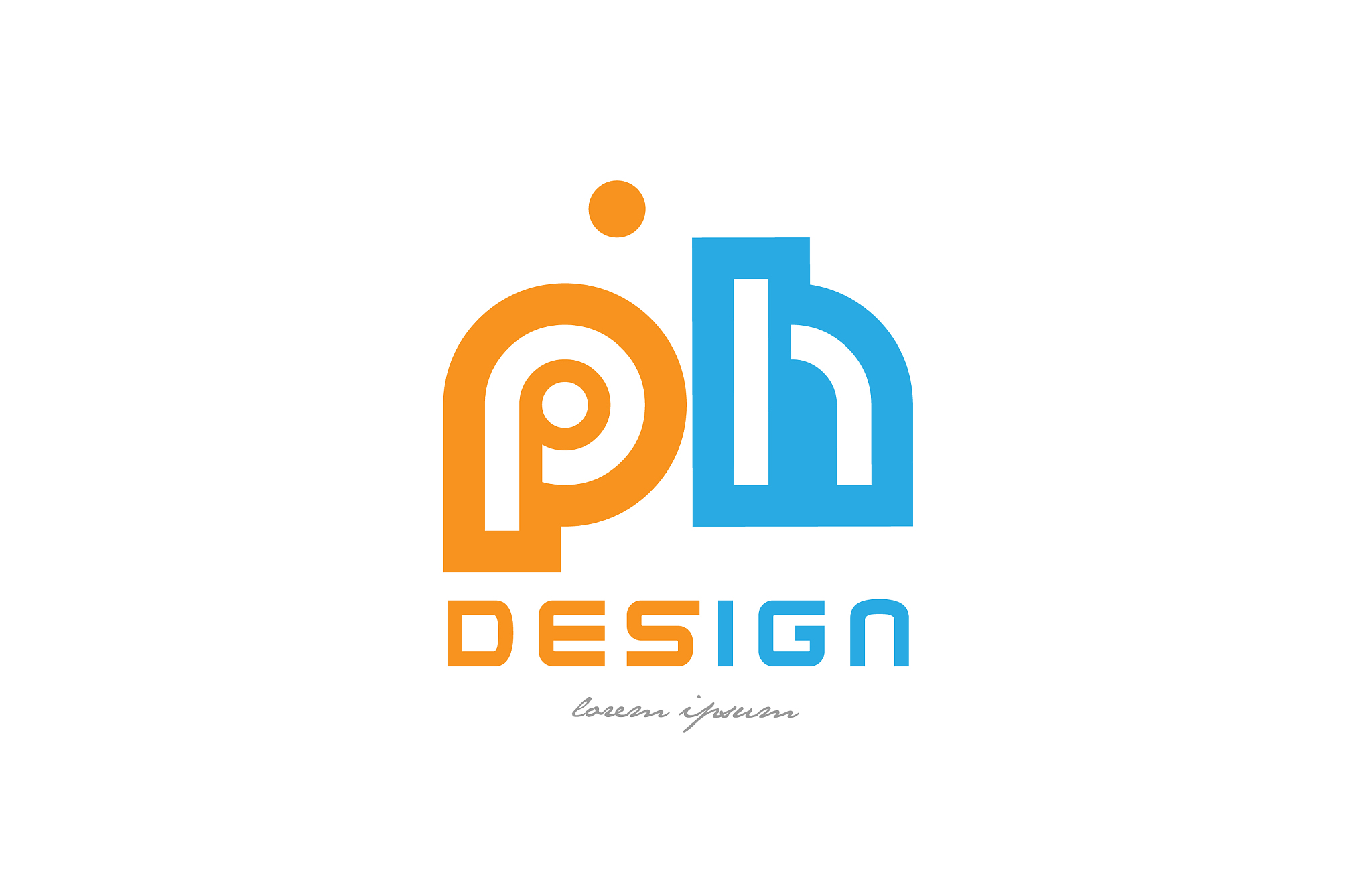 ph p h orange blue alphabet letter logo