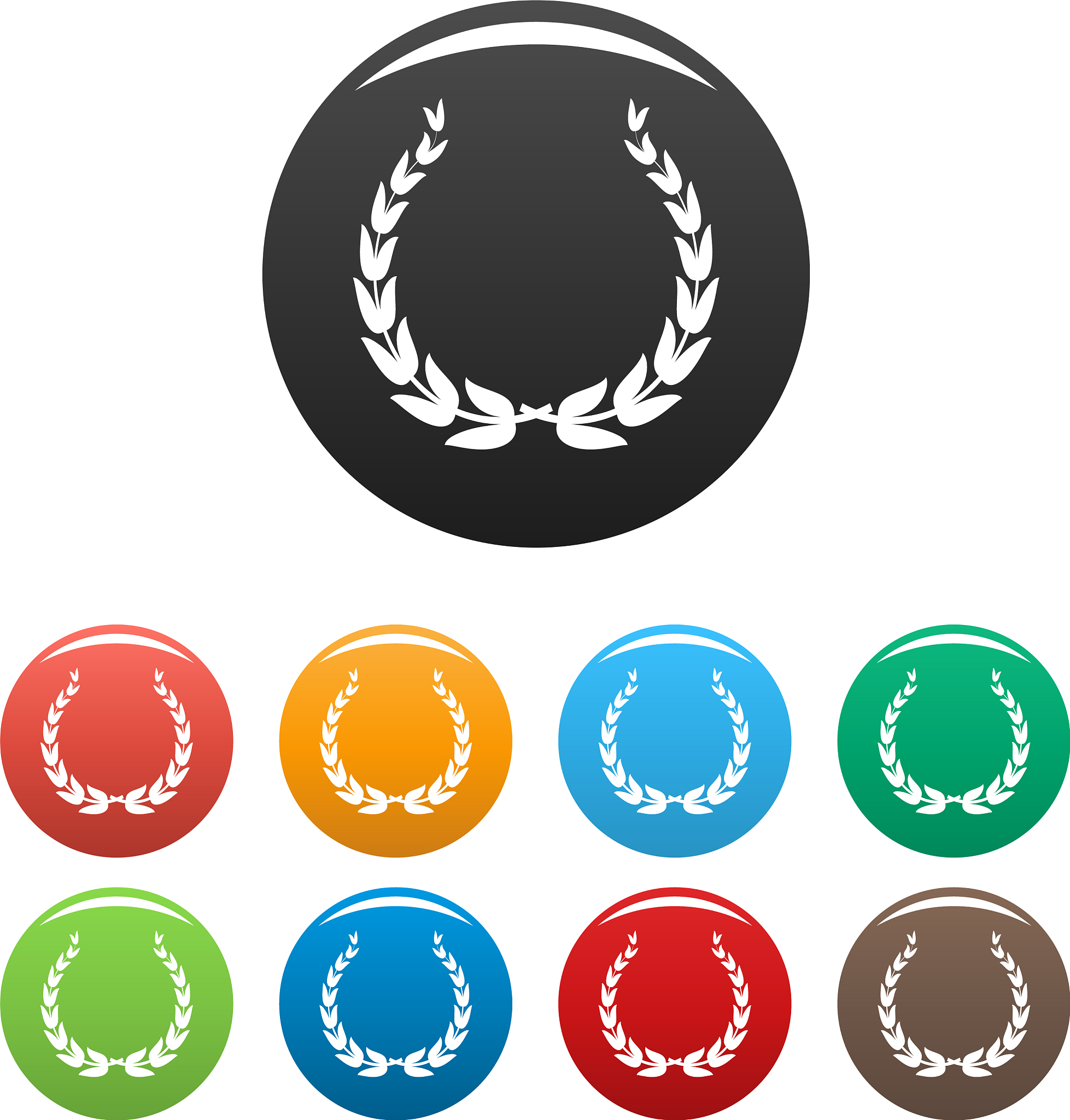royal wreath icons set color