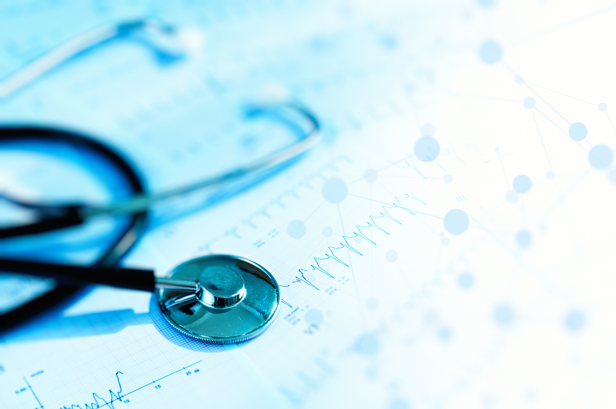 stethoscope charts and molecular with heart ecg graph