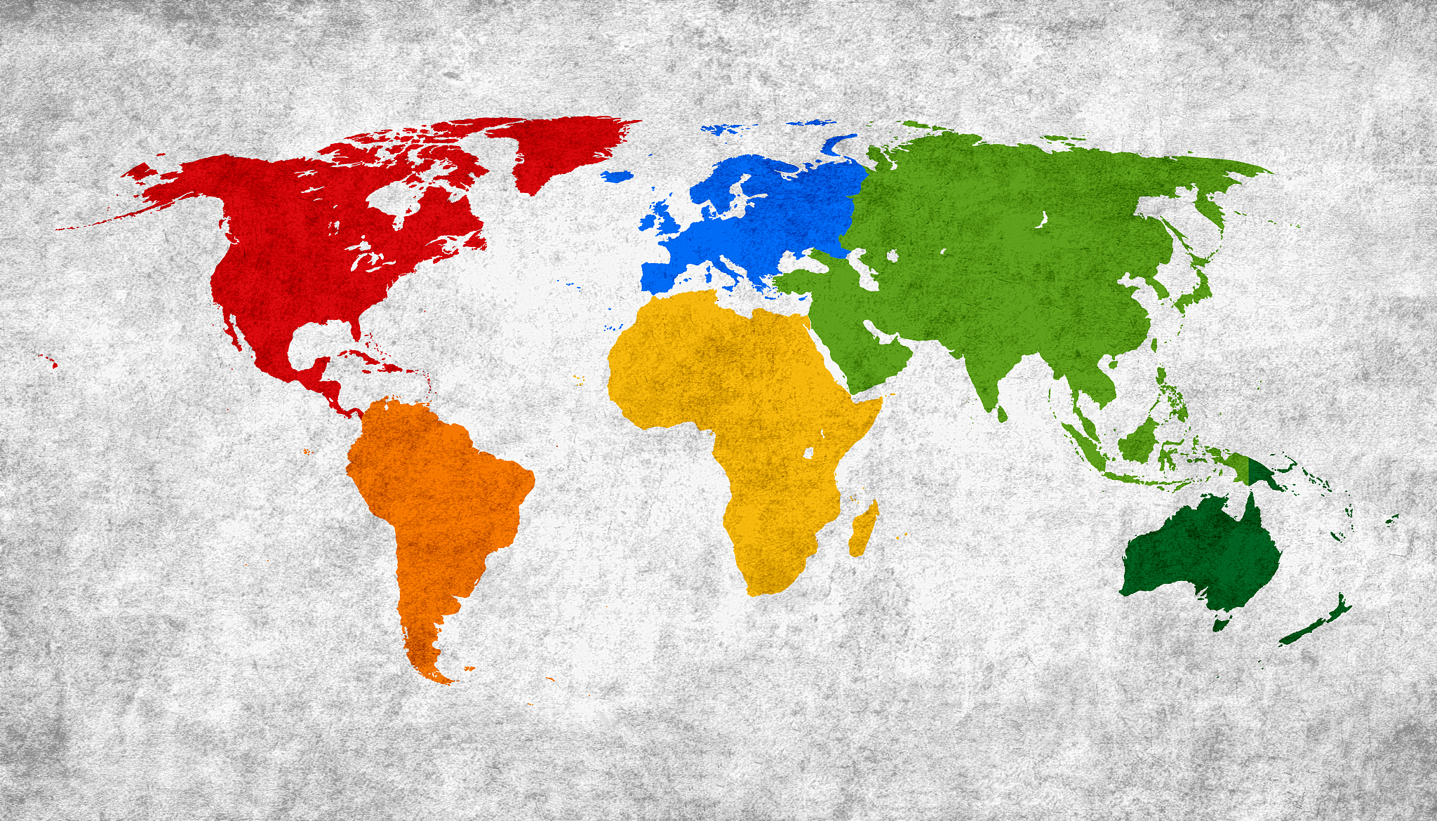 colorful world map divided into six continents on gray paper par