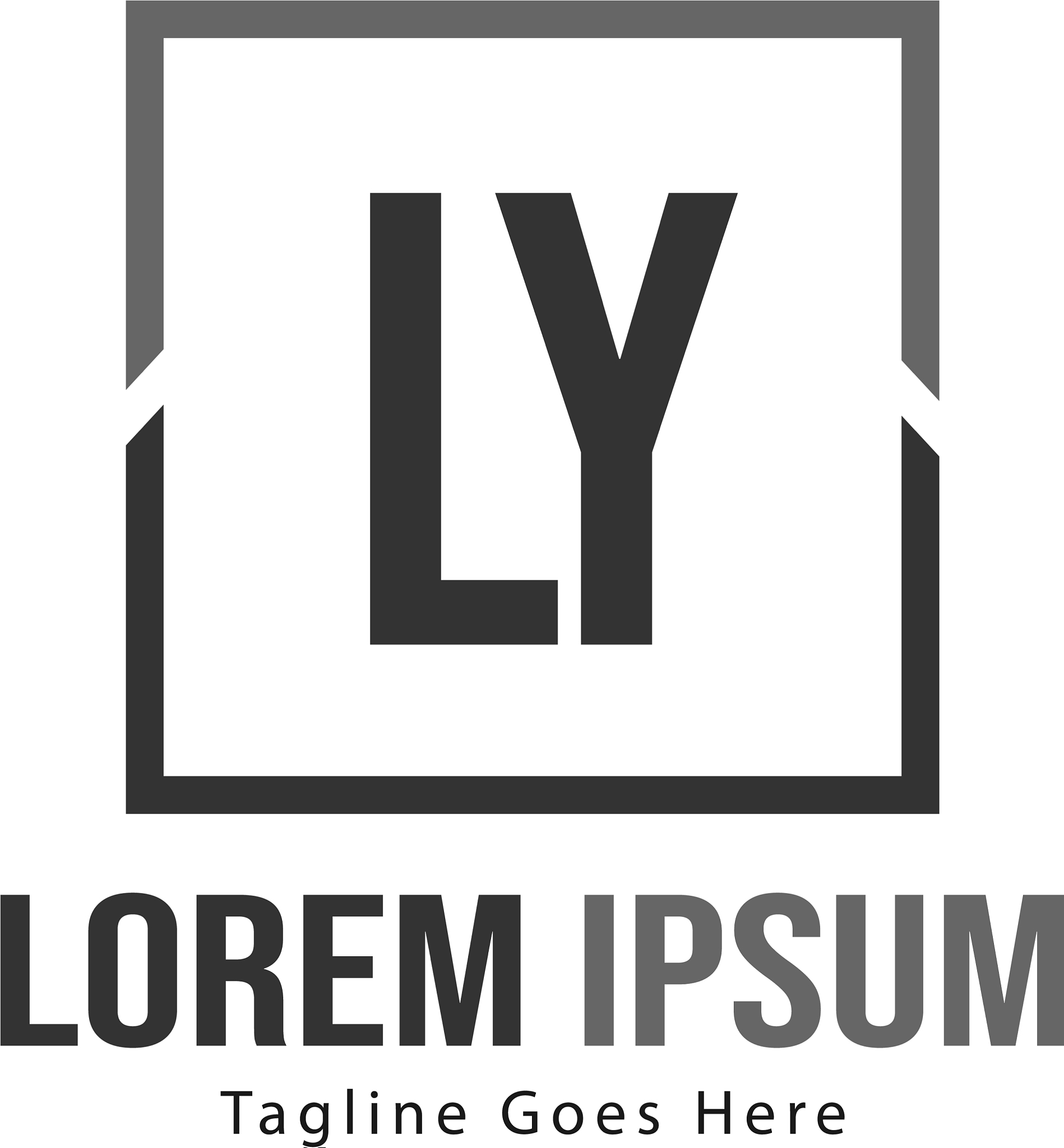 initial ly logo template with modern frame