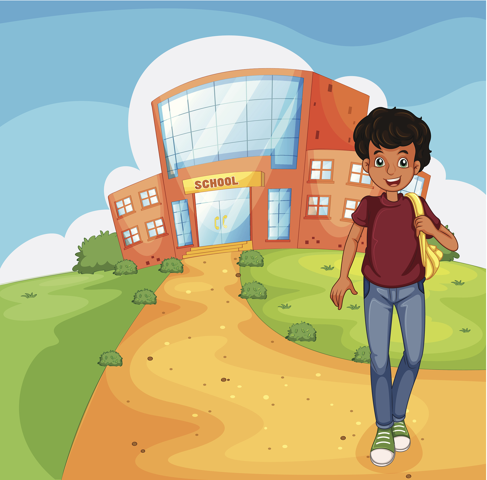 man going home from school
