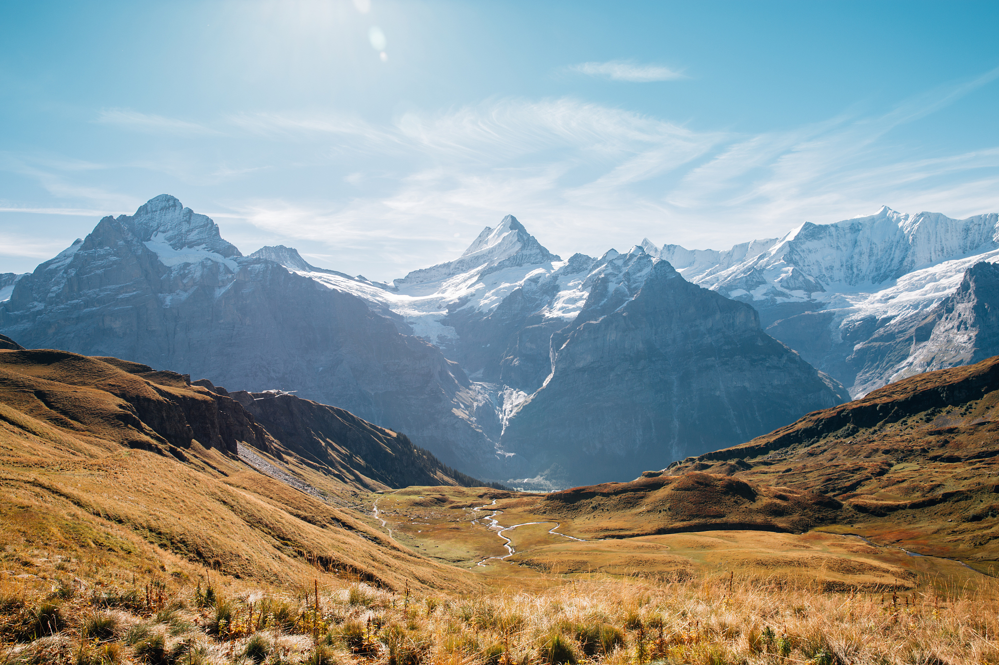 majestic snowcapped mountain range against sky