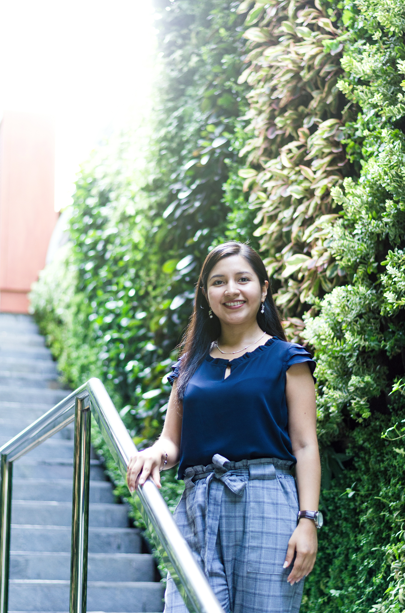 a beautiful young business woman in a sunny business center