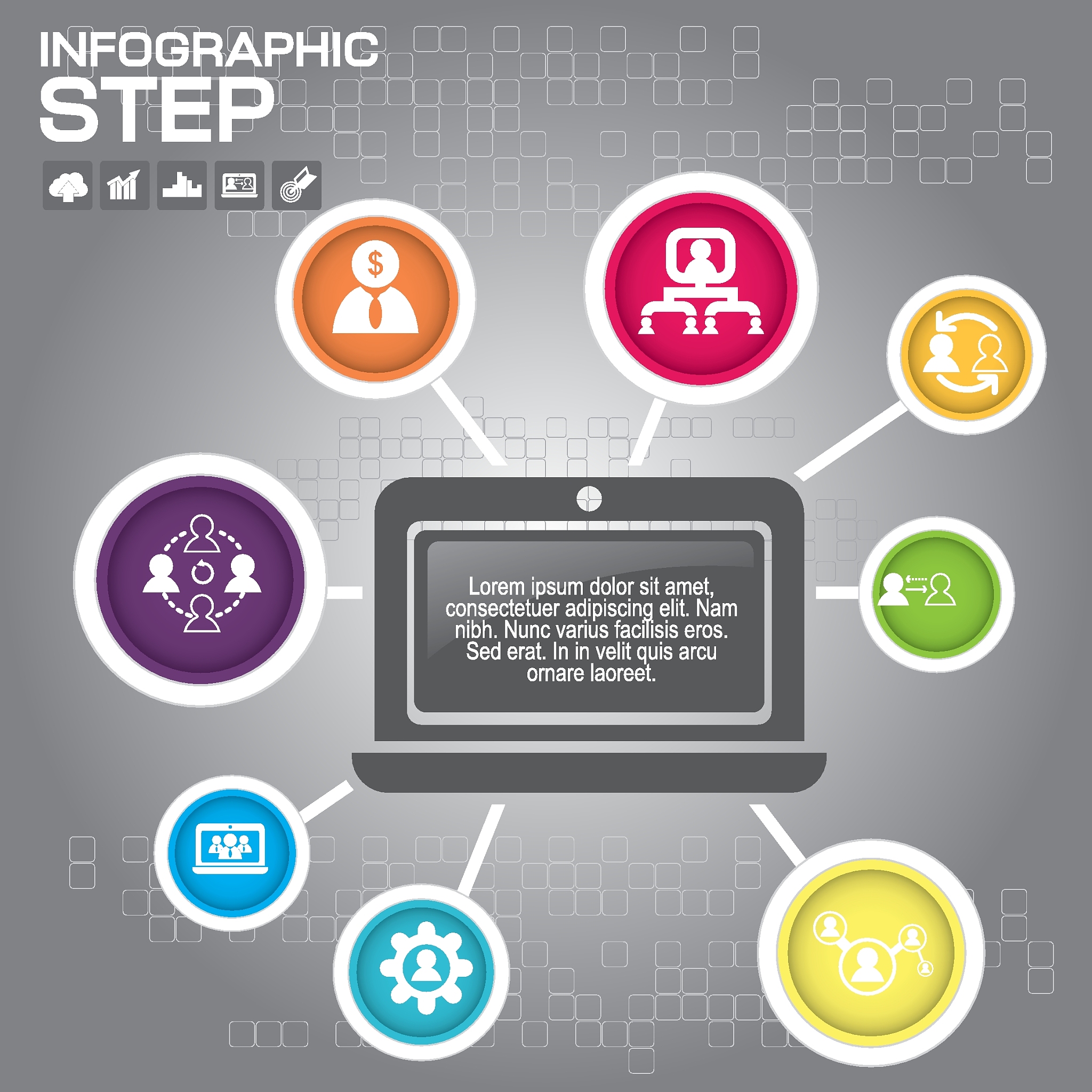 flat business presentation vector slide template