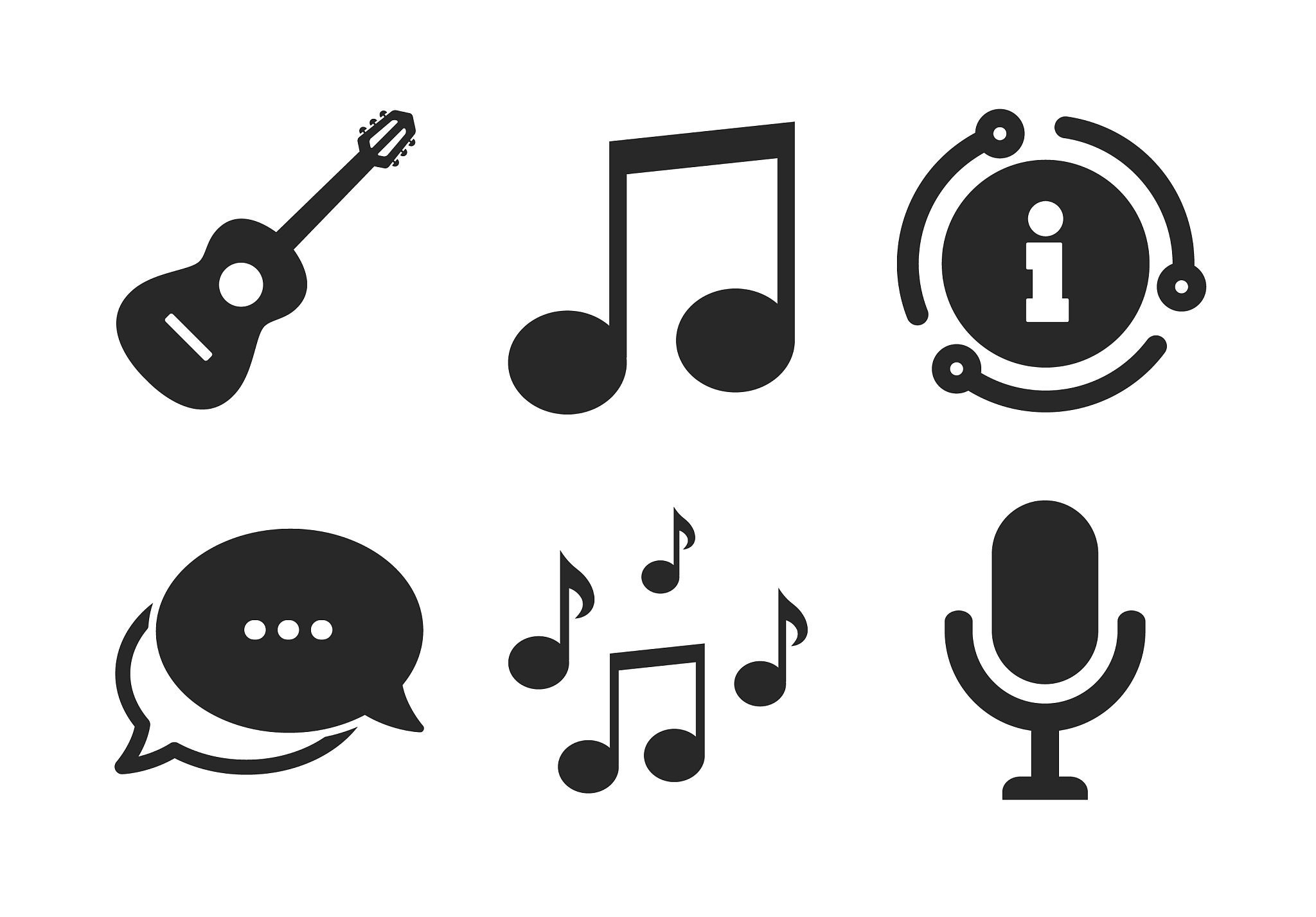 music icons microphone acoustic guitar