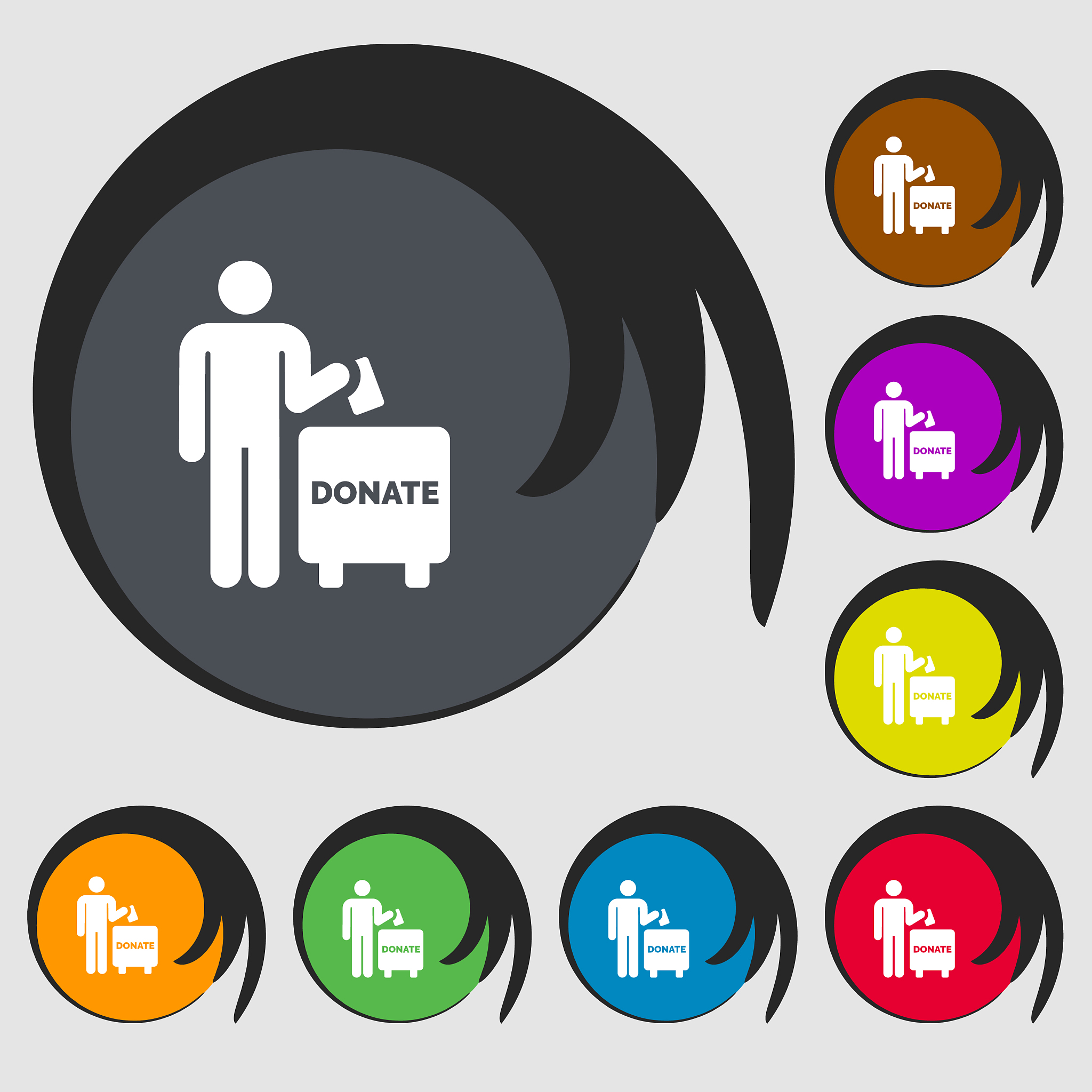 colorful icons and signs in the form of a button