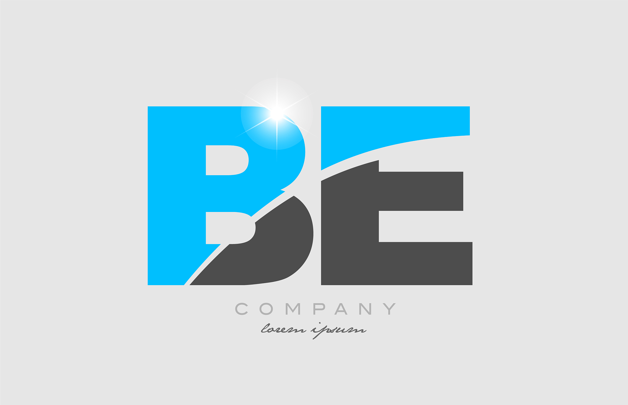 combination letter be b e in grey blue color