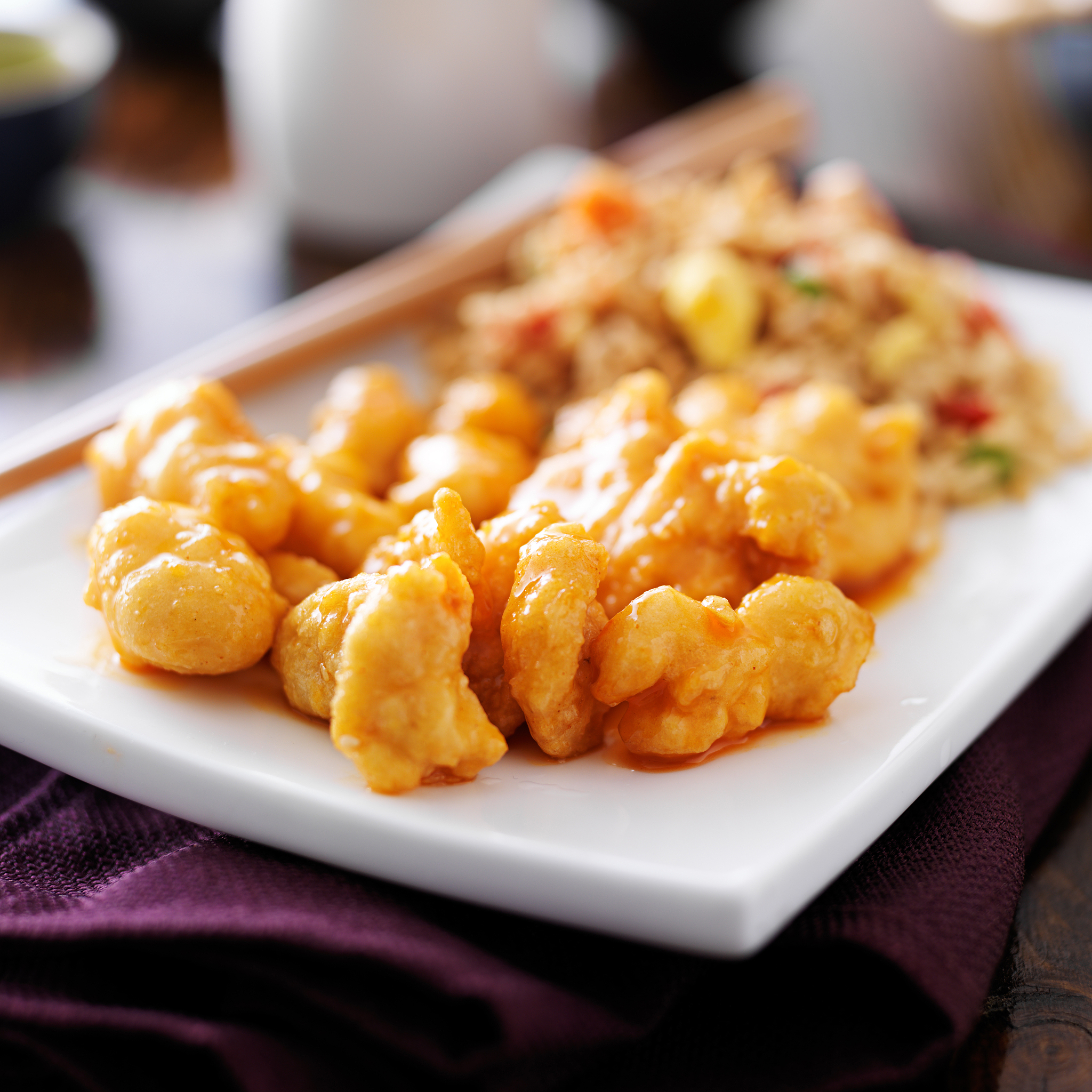 chinese orange chicken with fried rice