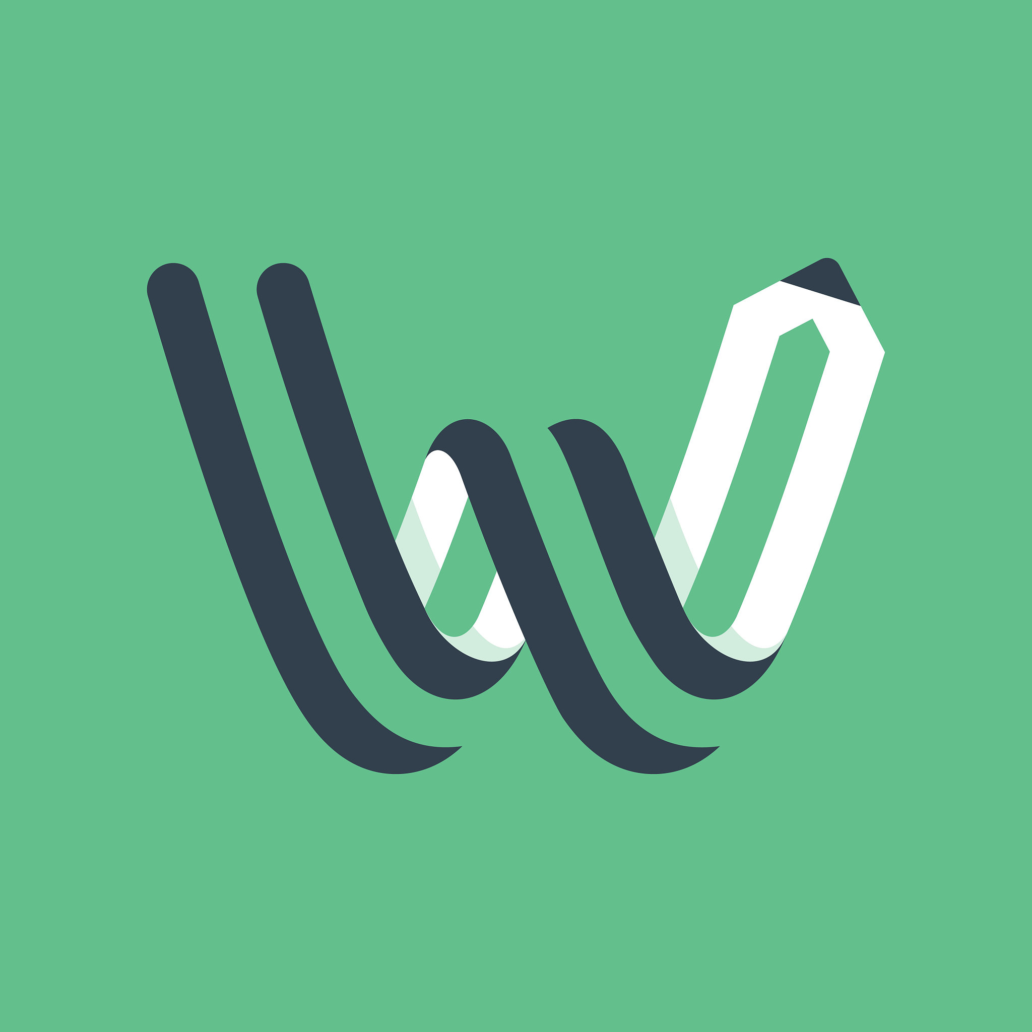 w letter logo formed by pencil.