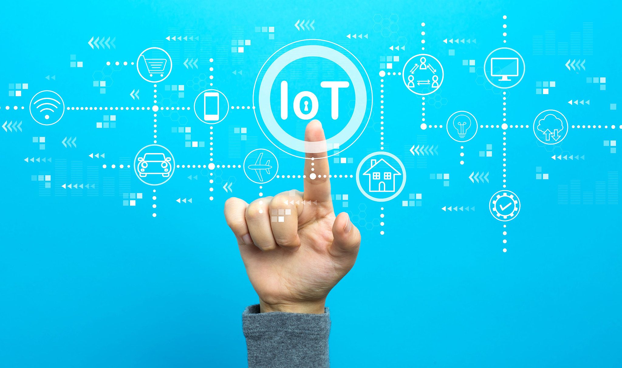 iot theme with hand