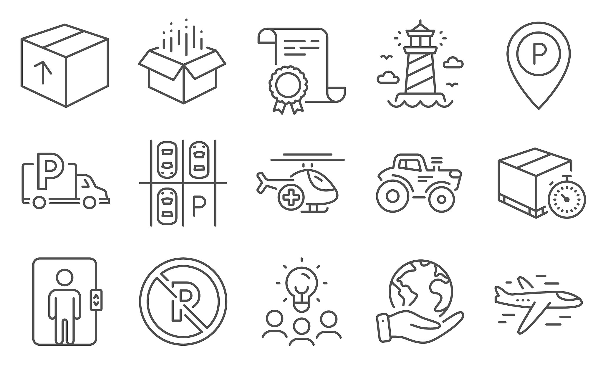 set transportation icons such as no parking
