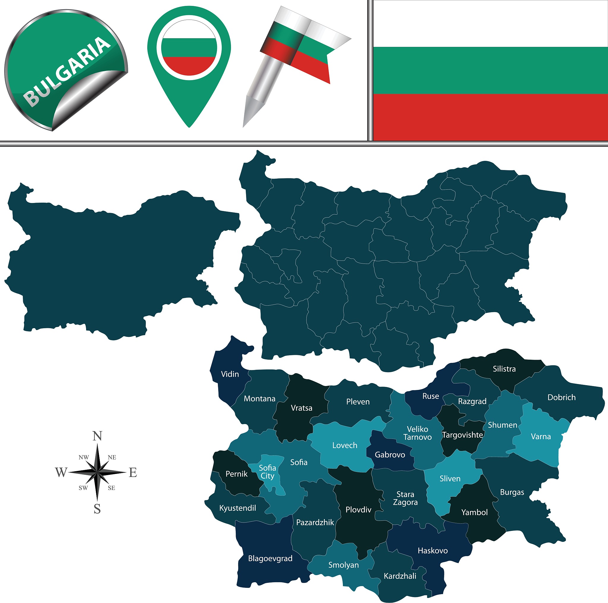 map of bulgaria with named provinces