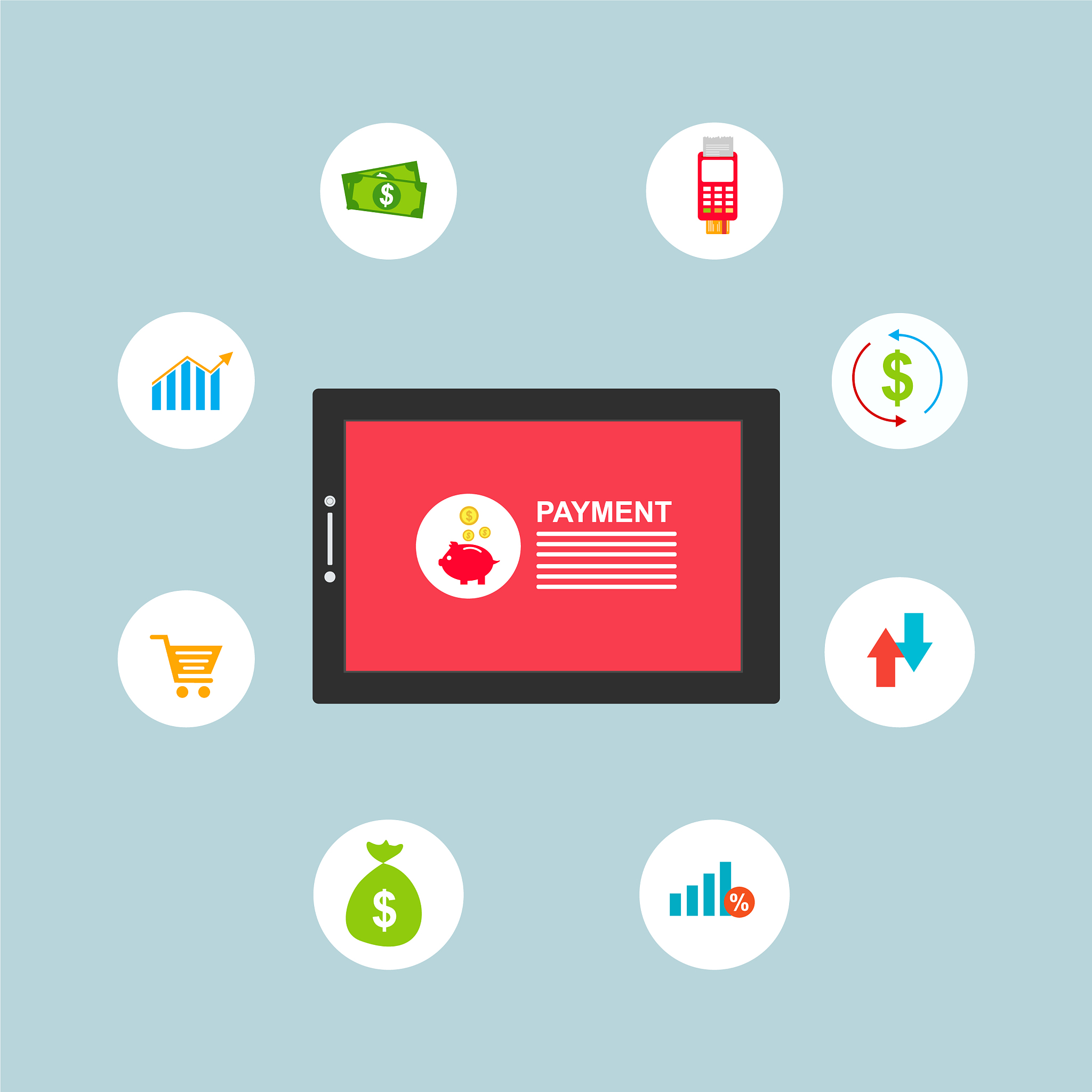 concept online and mobile payments for web page