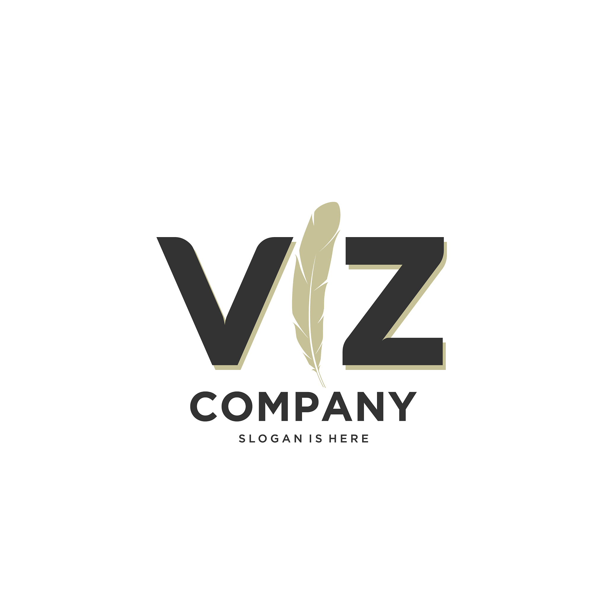 initial vz letter unique attractive creative