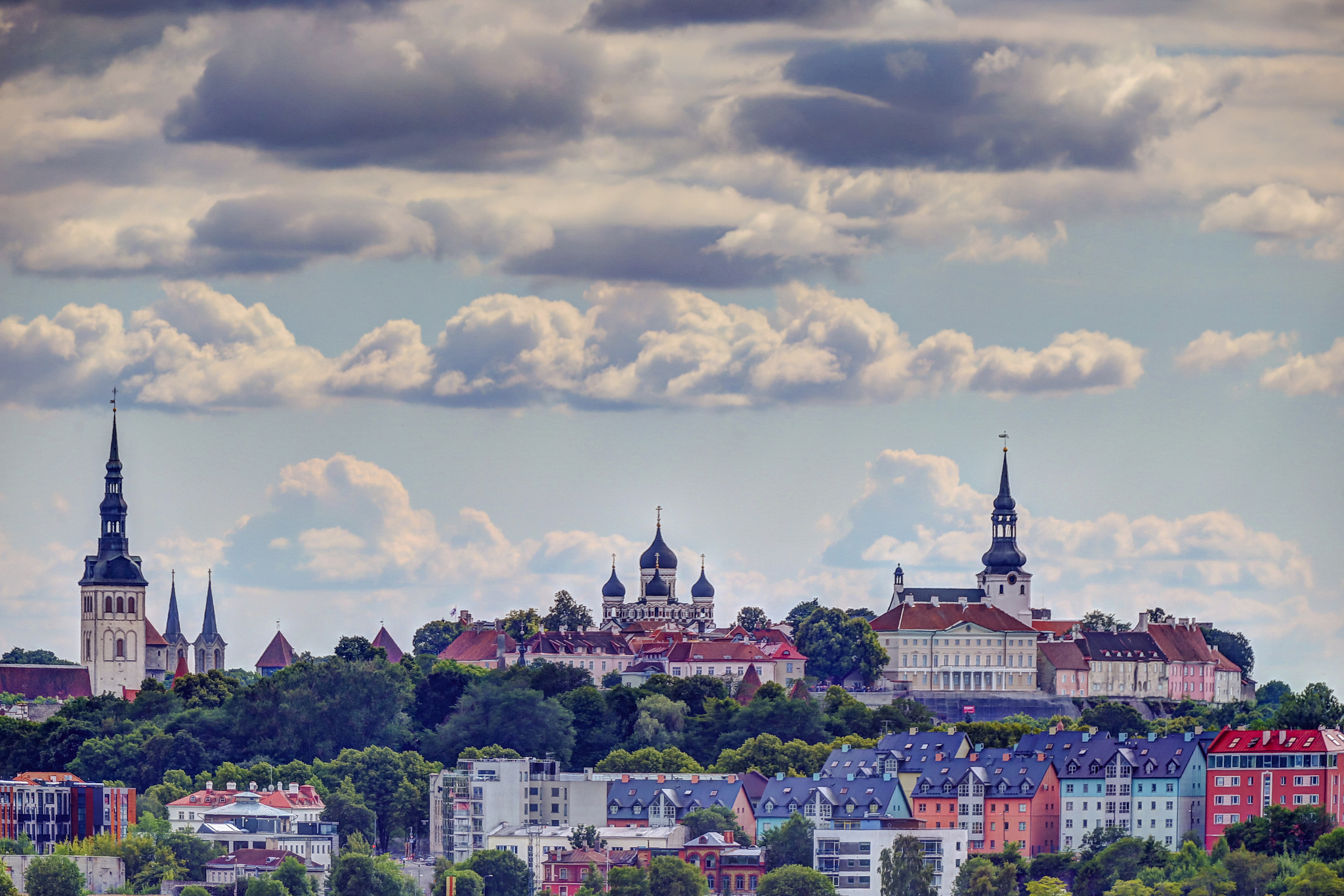 tallinn estonia spires and cathedrals seen from the water