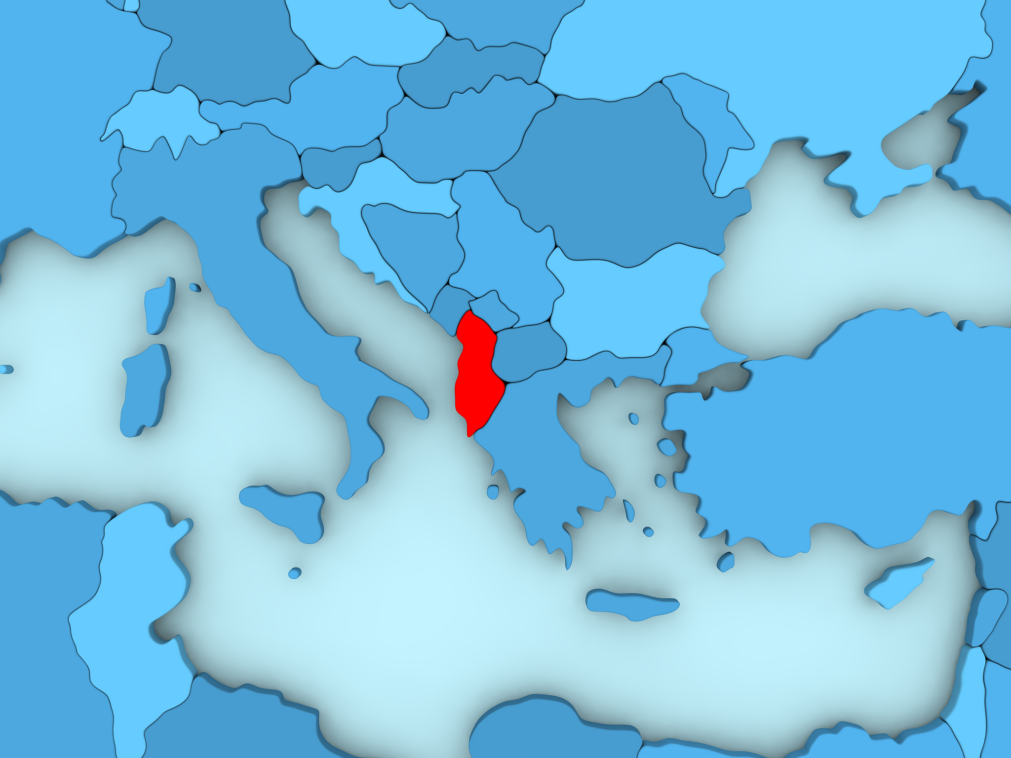 albania on 3d map