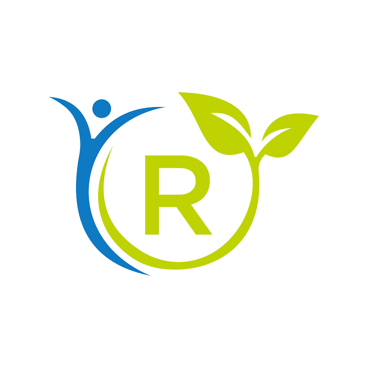 字母r保健标志设计.医疗标识模板.生物,健身,人体健康标志上的字母r矢