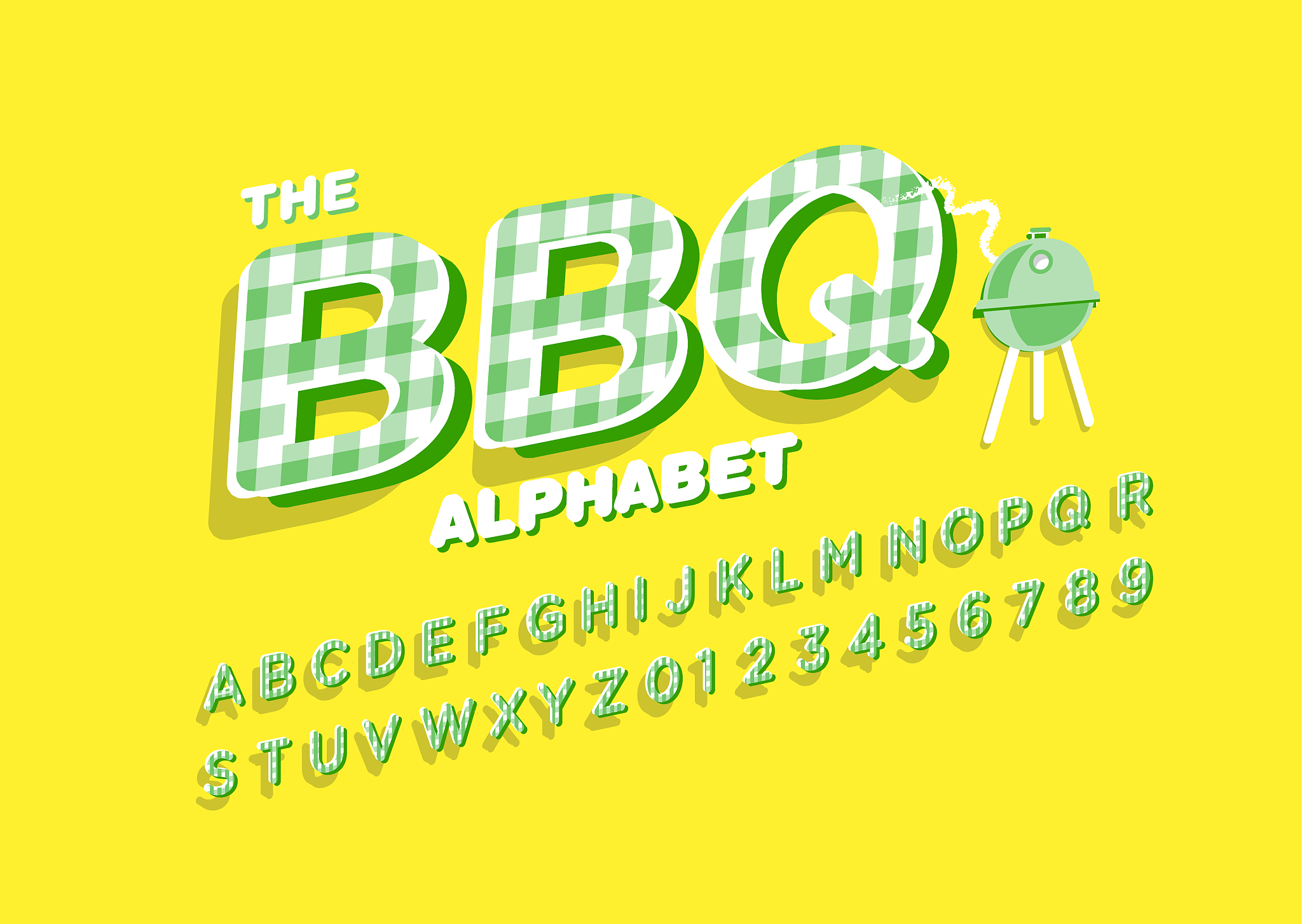 barbecue alphabet with checked pattern texture