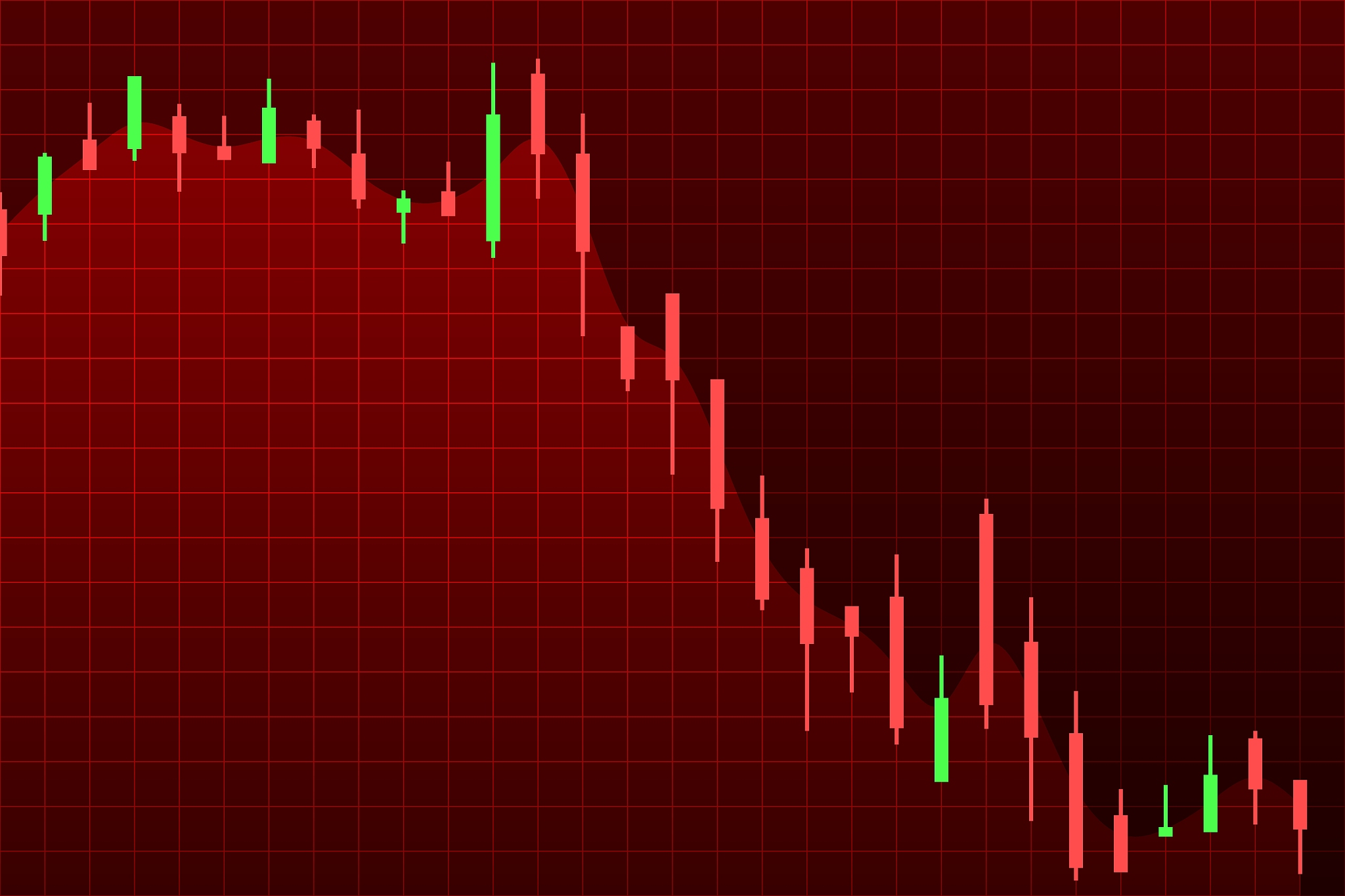 candlestick chart, stock falls illustration.