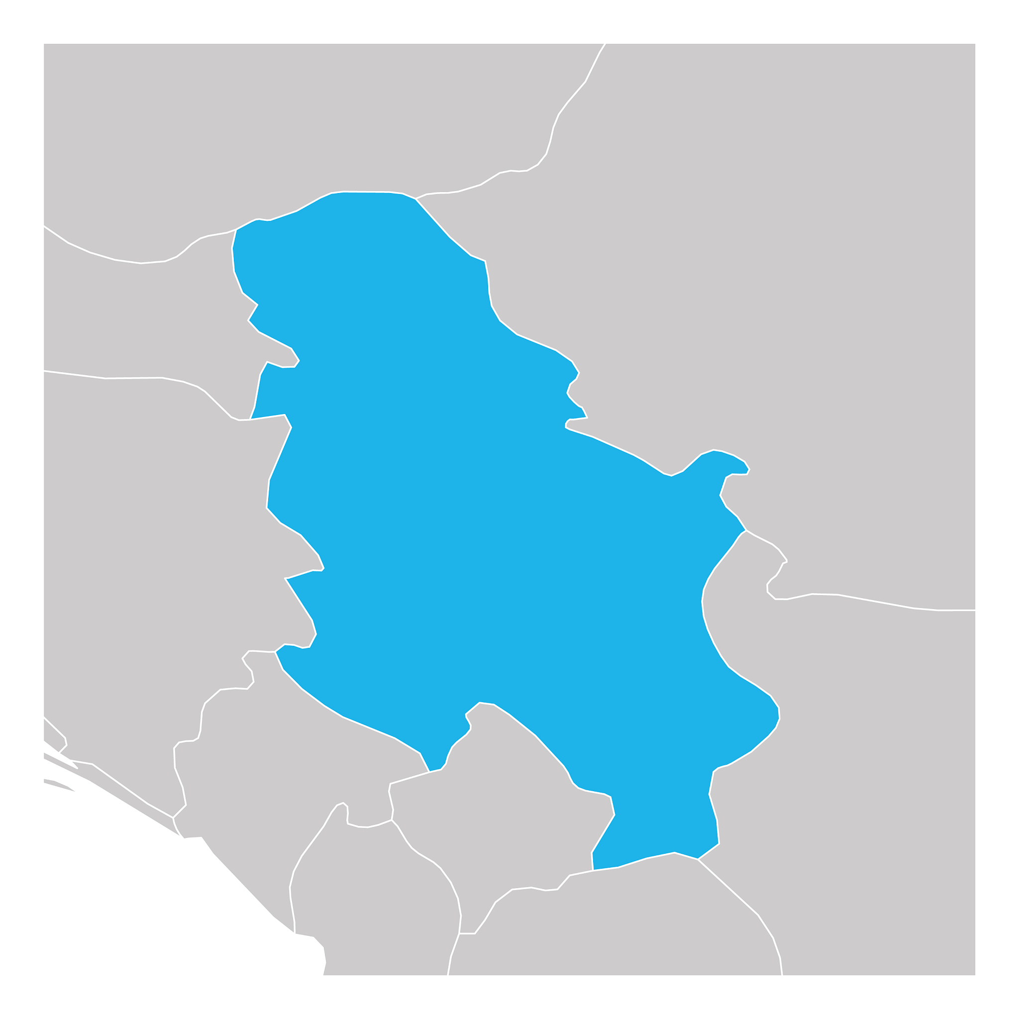 map serbia green highlighted with neighbor