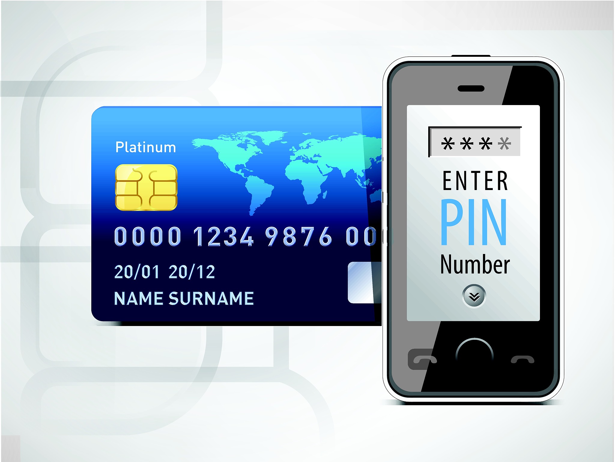 mobile phone and credit card