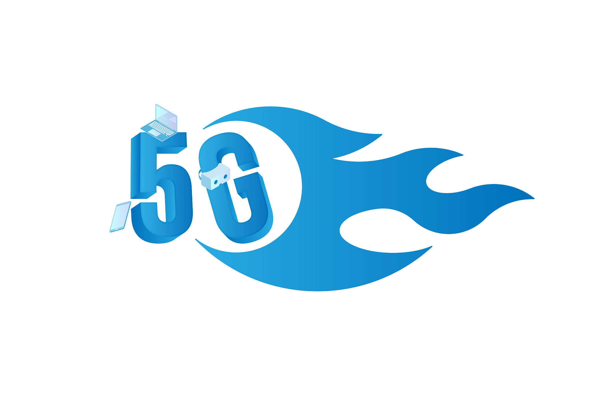 5g network wireless technology. smartphone with isometric laptop