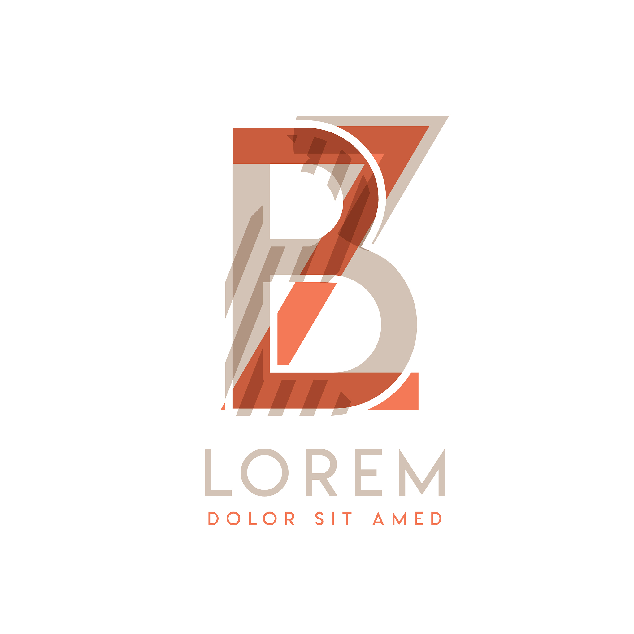 colorful logo design with pink orange and gray