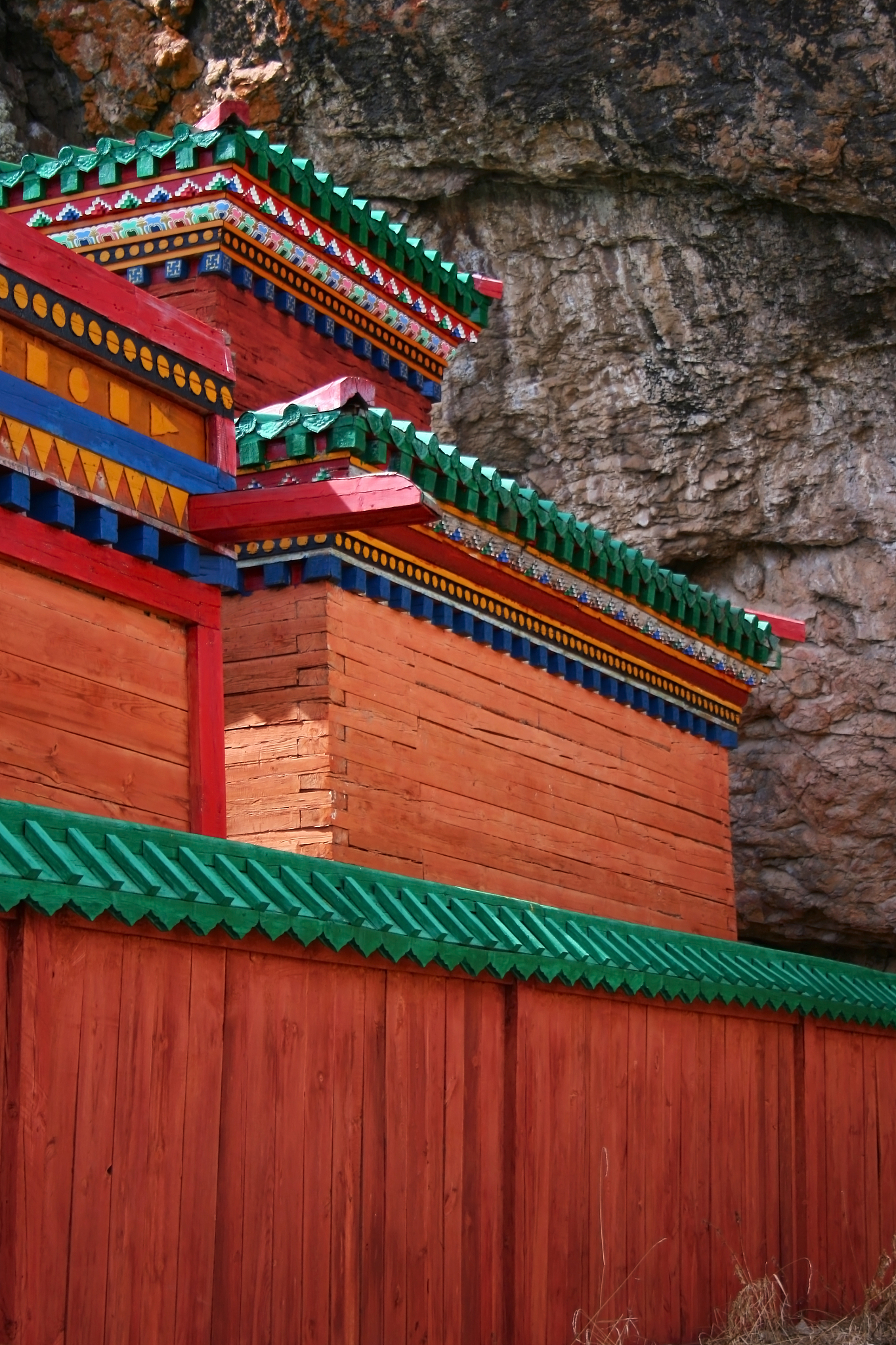 tovkhon monastery wooden decorated buildings, ovorkhangai provin