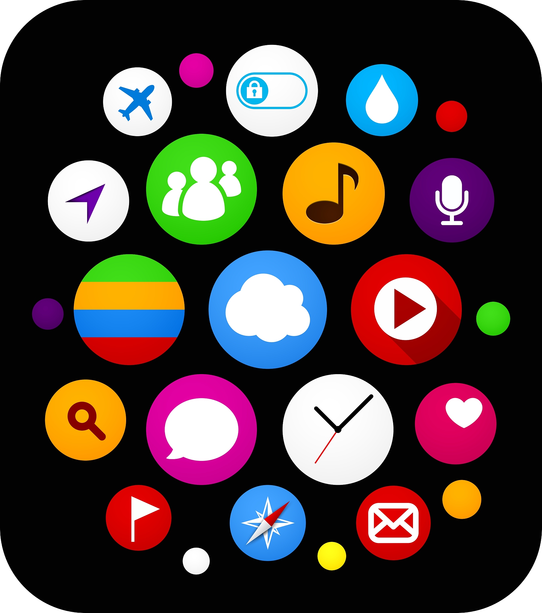 cloud set of round modern icons